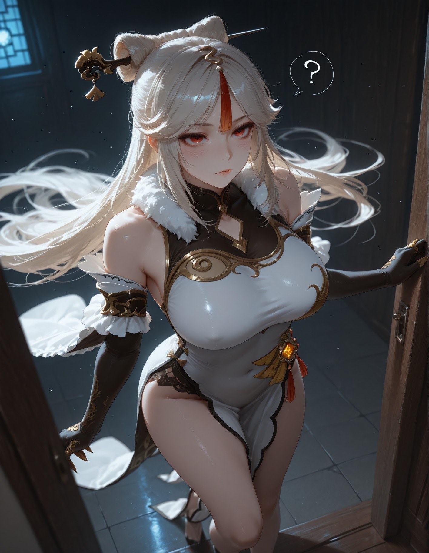 AI Generated Anime Girl - 原神 申鹤：黑丝蕾丝内衣露穴 267P