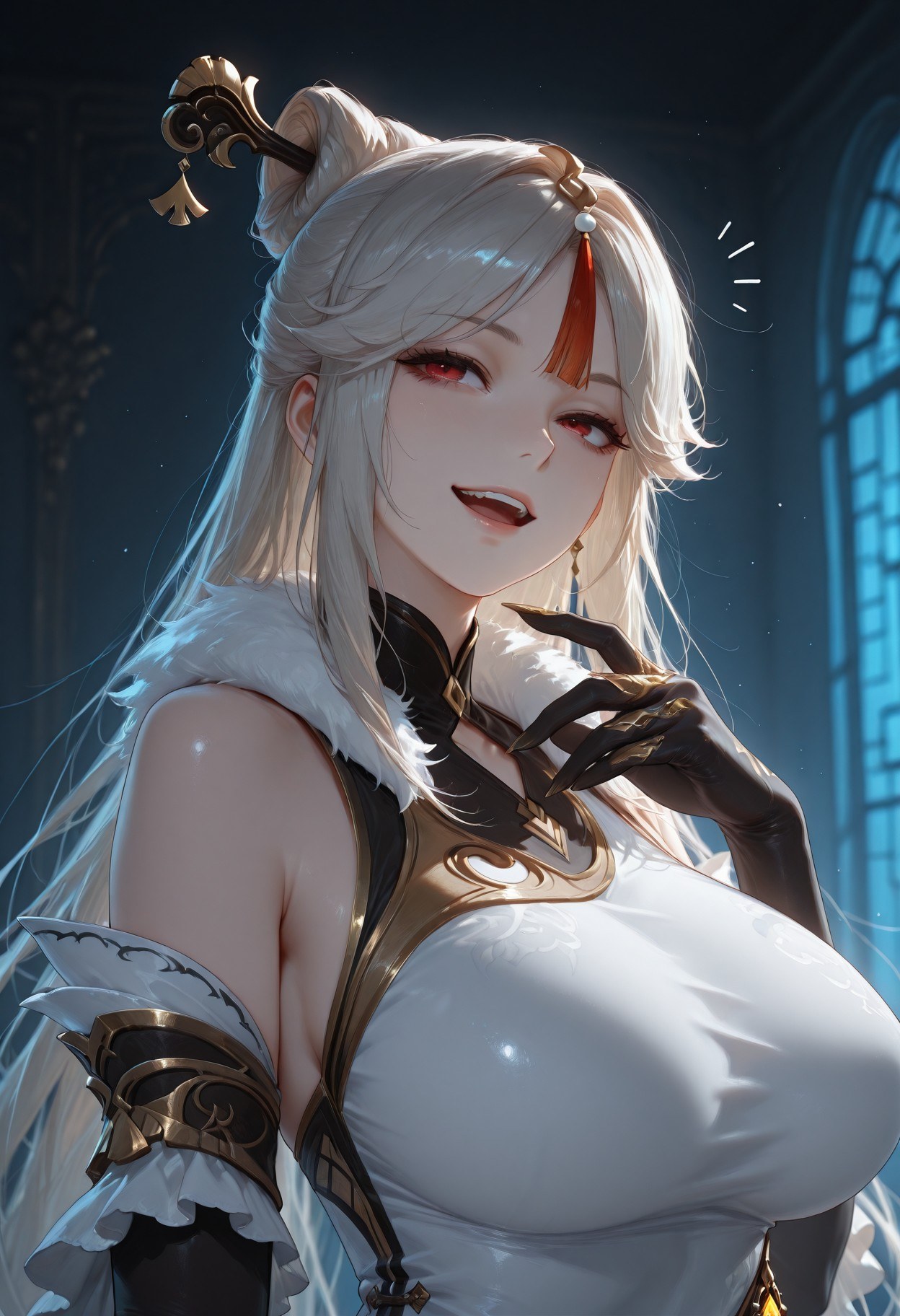 AI Generated Anime Girl - 原神 申鹤：黑丝蕾丝内衣露穴 267P
