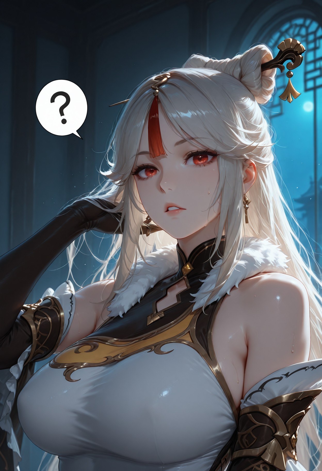 AI 生成動漫女孩 - 原神 申鶴：黑絲蕾絲內衣露穴 267P