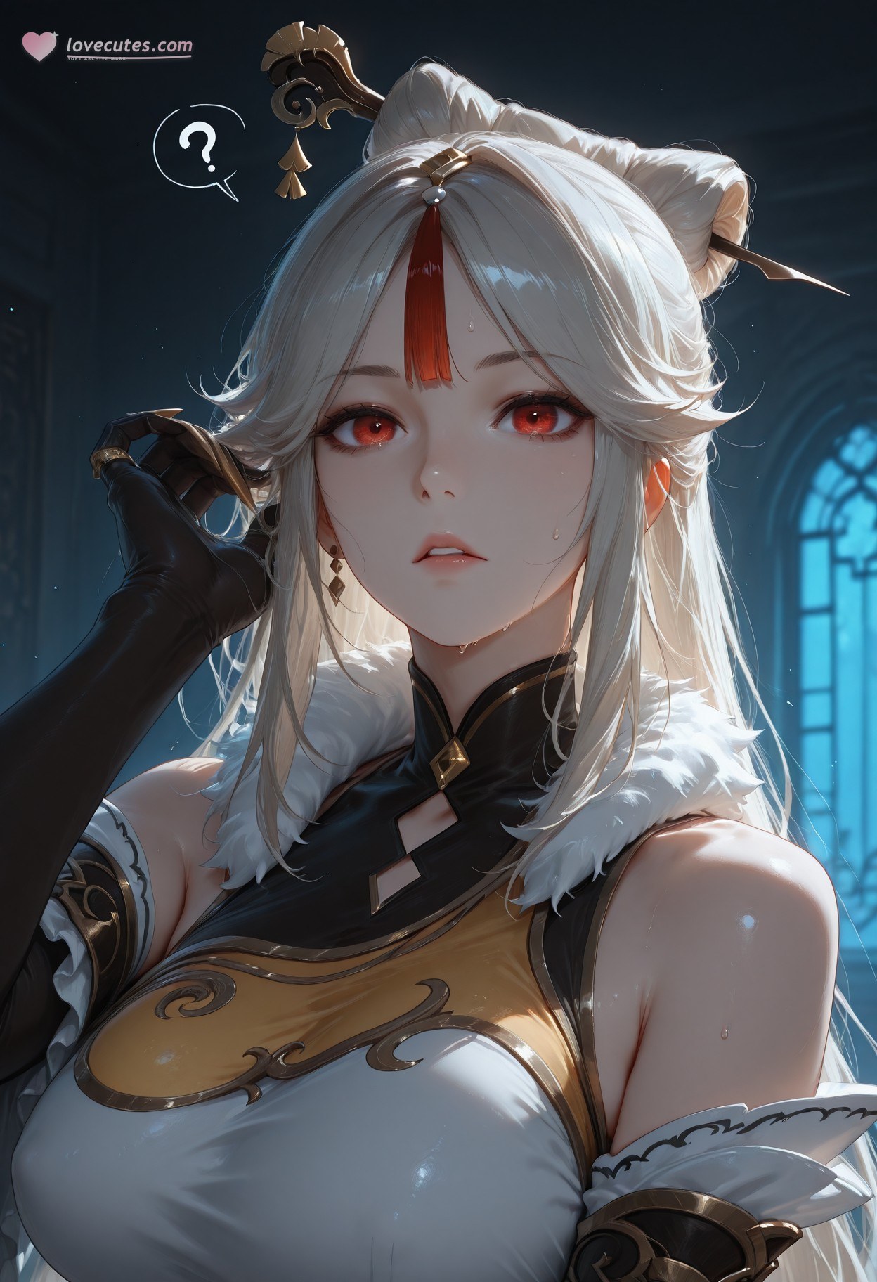 AI 生成動漫女孩 - 原神 申鶴：黑絲蕾絲內衣露穴 267P