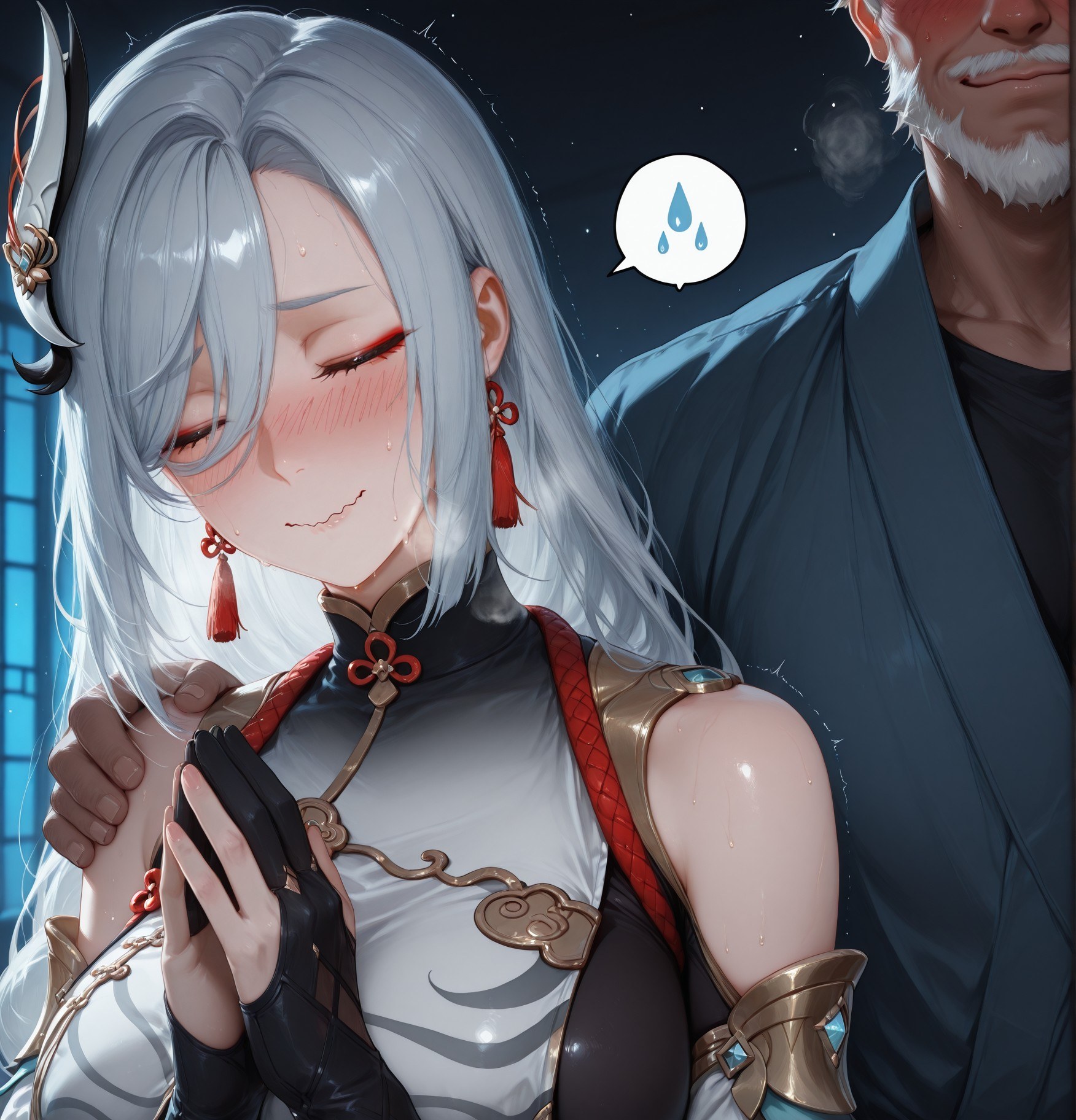 AI 生成動漫女孩 - 原神 申鶴：黑絲蕾絲內衣露穴 267P