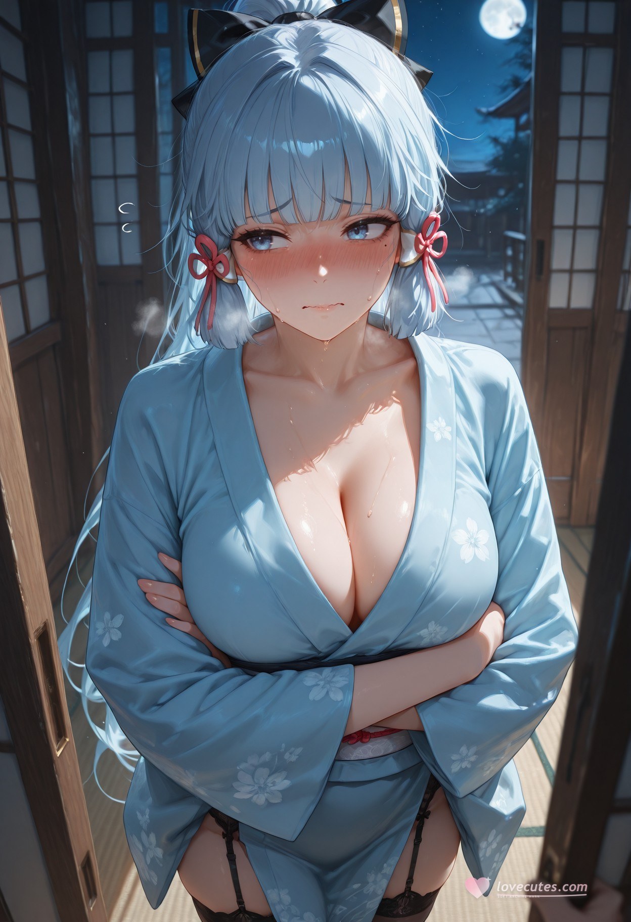 AI Generated Anime Girl - 原神 神里绫华 NTR Vol.1：Váy ren tất đen 87P