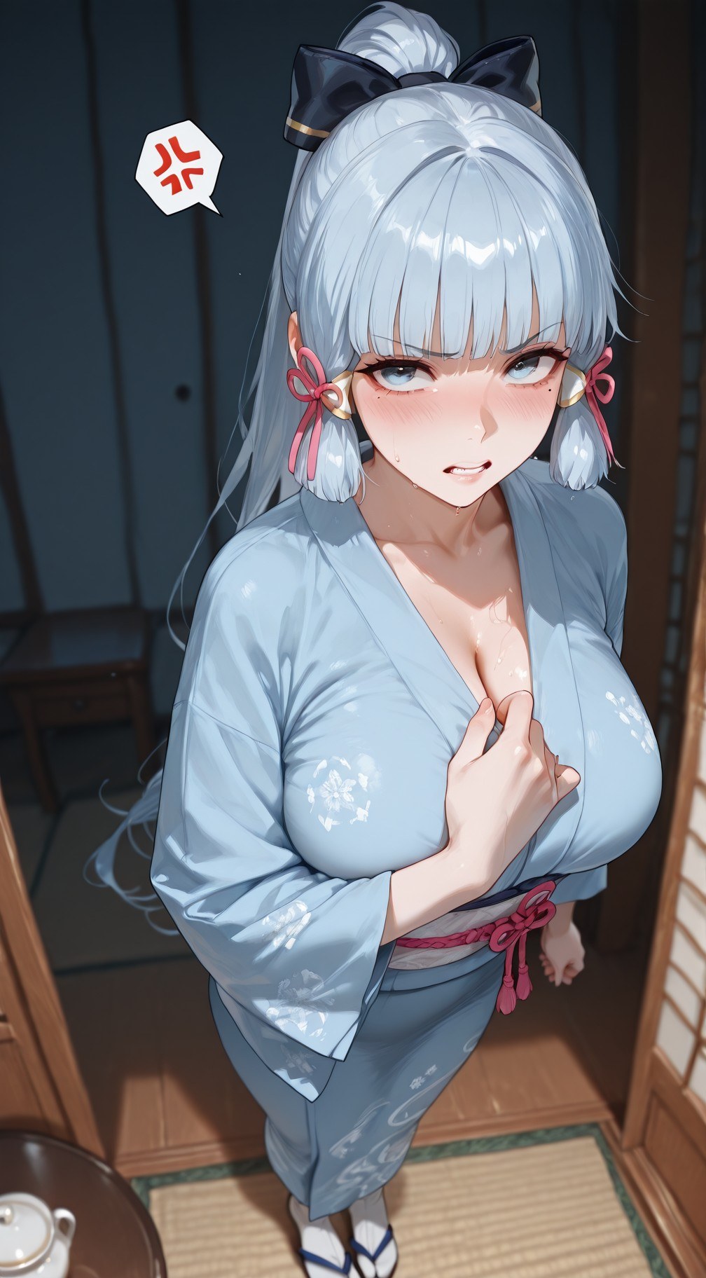 AI Generated Anime Girl - 原神 神里绫华 NTR Vol.1：黑丝蕾丝内衣 87P