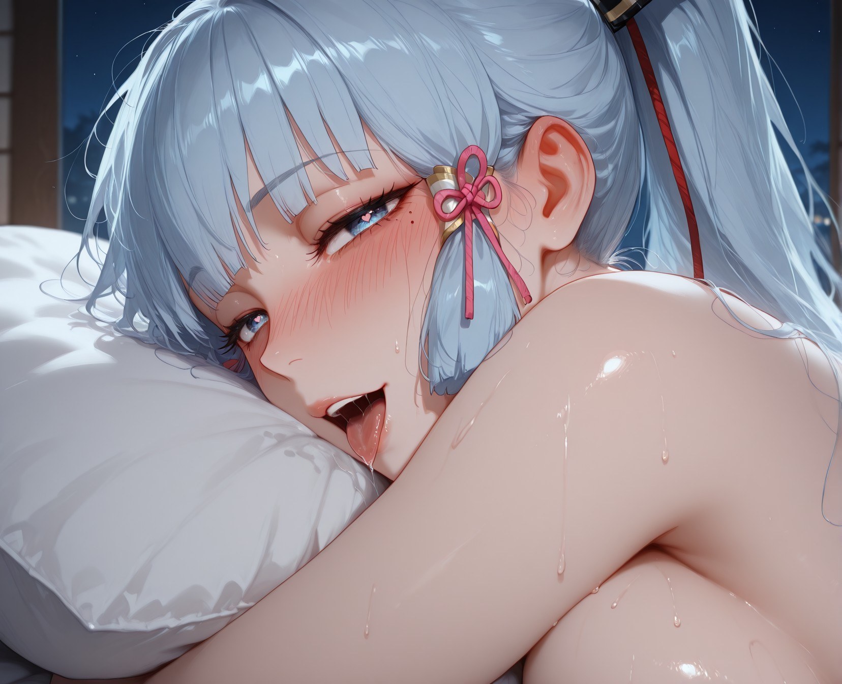 AI Generated Anime Girl - 原神 神里绫华 NTR Vol.1：ชุดชั้นในลูกไม้ถุงน่องดำ 87P