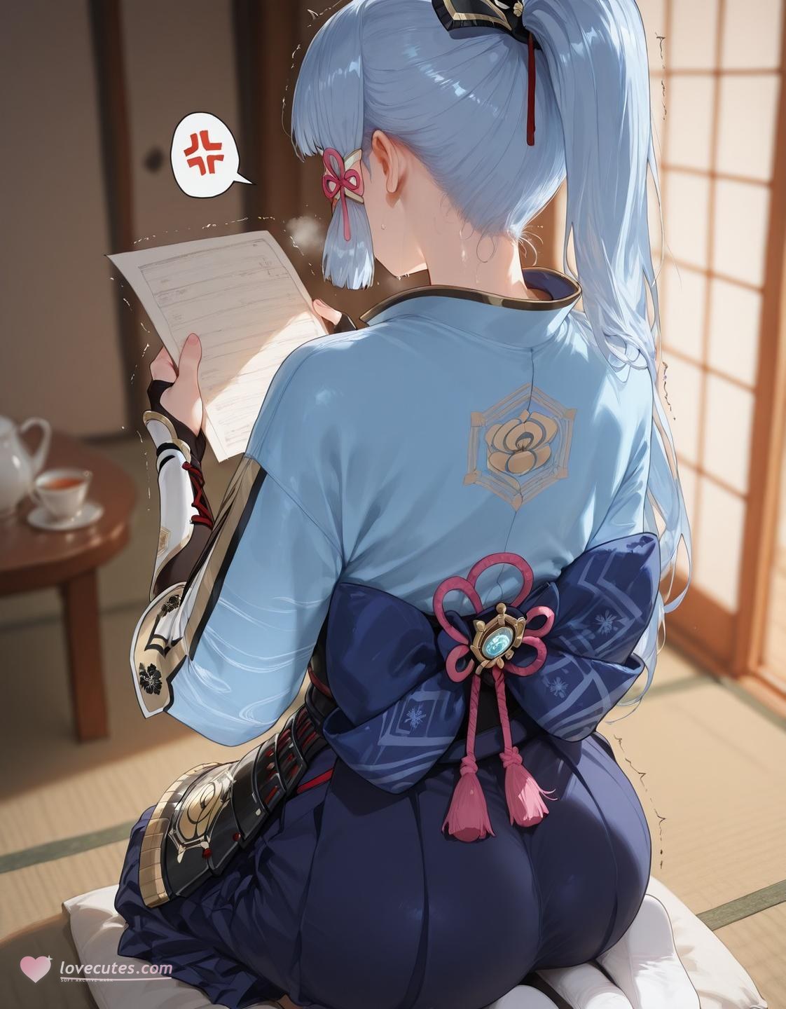 สาวอนิเมะที่สร้างด้วย AI - 原神 神里绫华: ถุงน่องดำ ถ่ายบนเตียง อวดจุดซ่อนเร้น 207P