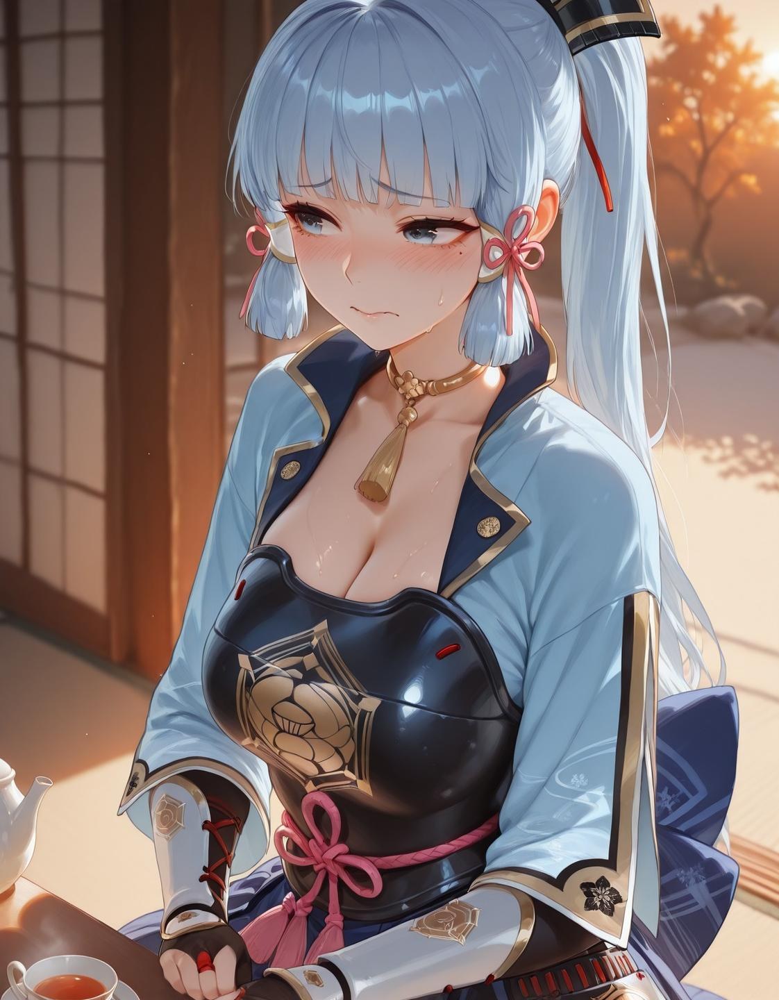 Cô gái anime do AI tạo - 原神 神里绫华: tất đen chụp trên giường lộ lỗ 207P