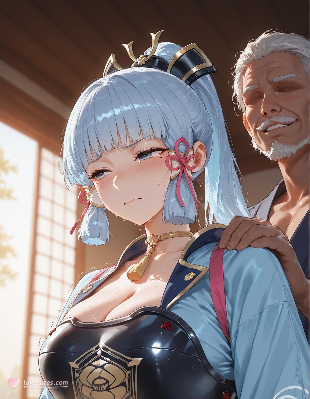 Cô gái anime do AI tạo - 原神 神里绫华: tất đen chụp trên giường lộ lỗ 207P