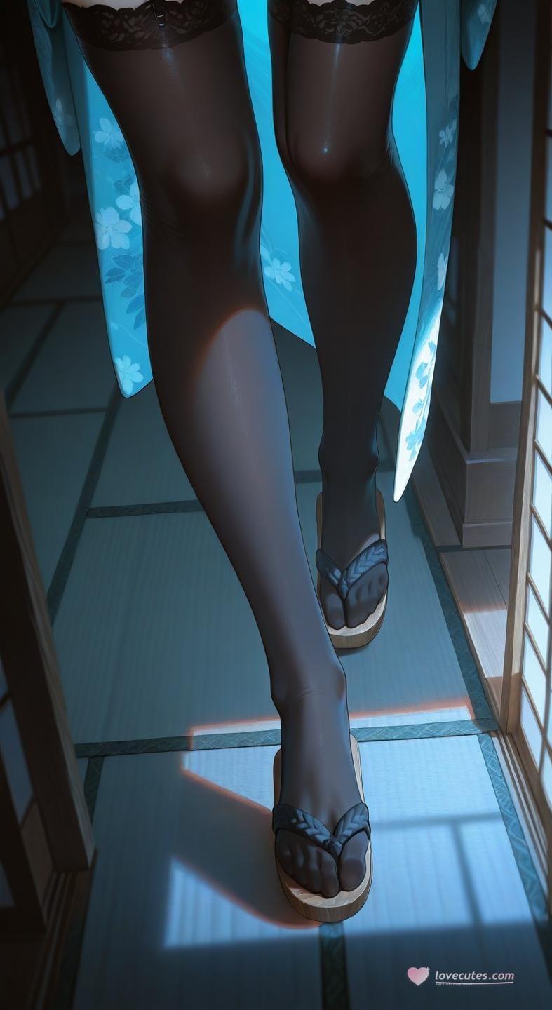 AI Generated Anime Girl - 原神 神里绫华：黑丝床拍露穴 207P