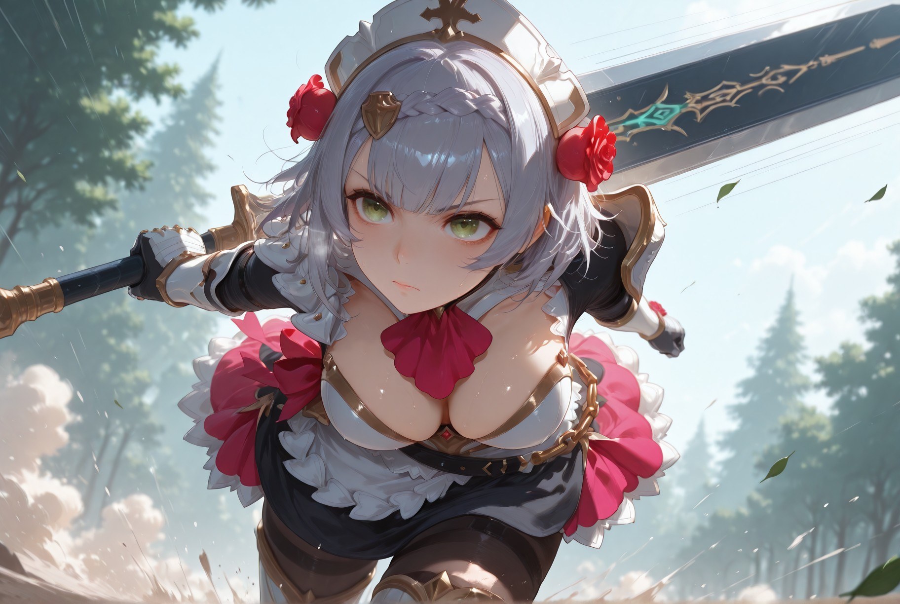 AI สร้างขึ้น Anime Girl - 原神 โนเอล、ยูลา รวมชุด: ชุดพยาบาล ถุงน่องขาว 257P