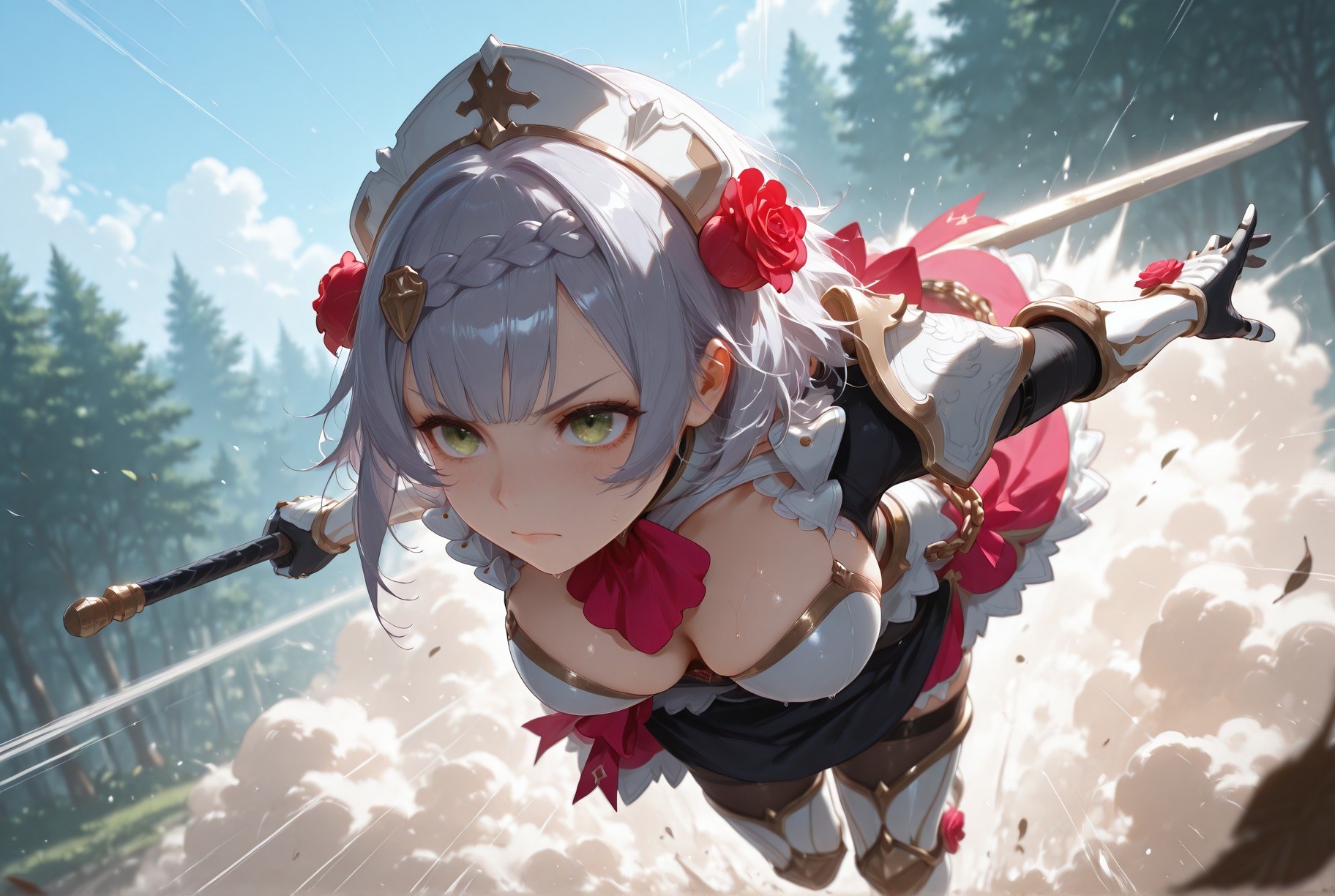 AI สร้างขึ้น Anime Girl - 原神 โนเอล、ยูลา รวมชุด: ชุดพยาบาล ถุงน่องขาว 257P