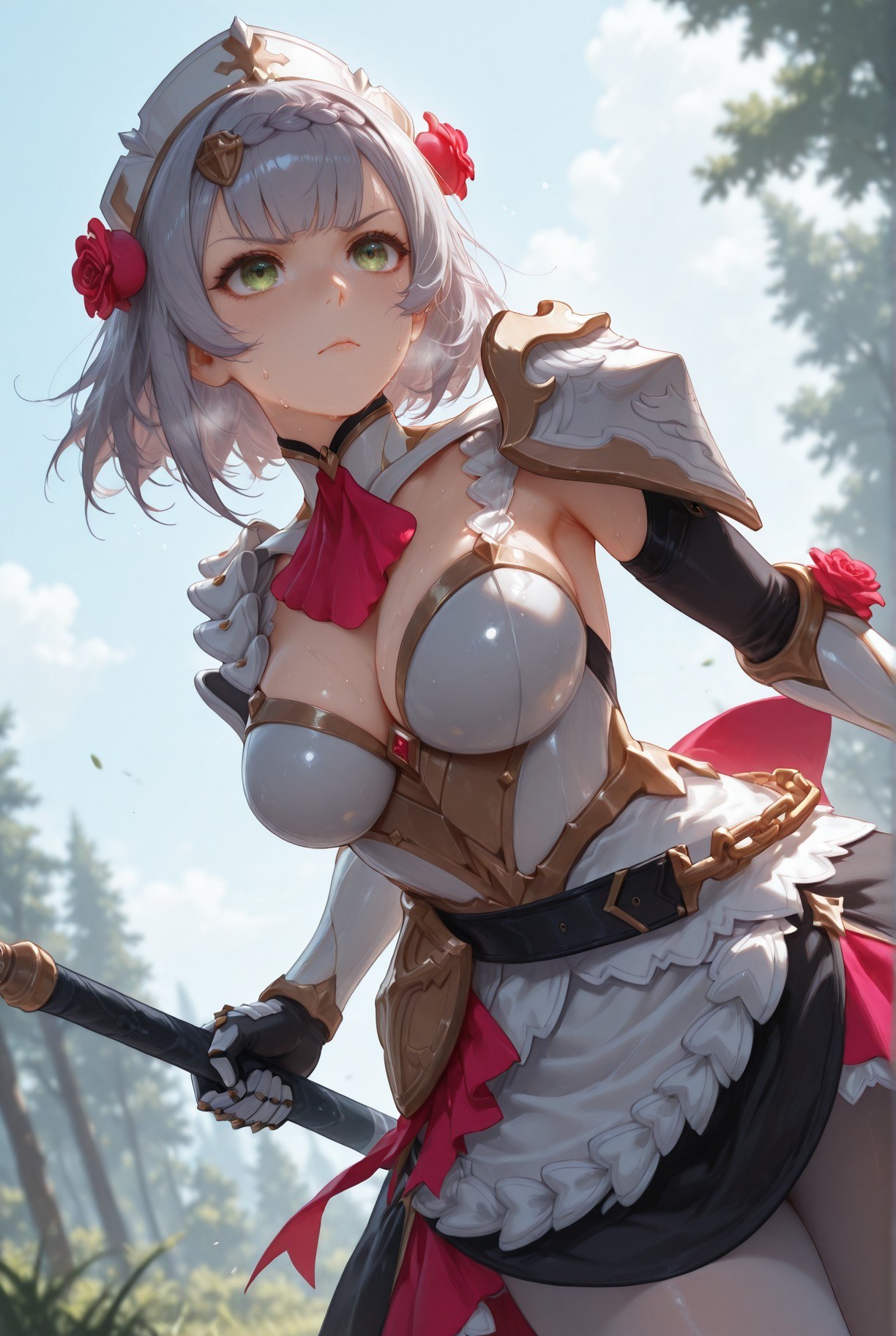 AI สร้างขึ้น Anime Girl - 原神 โนเอล、ยูลา รวมชุด: ชุดพยาบาล ถุงน่องขาว 257P