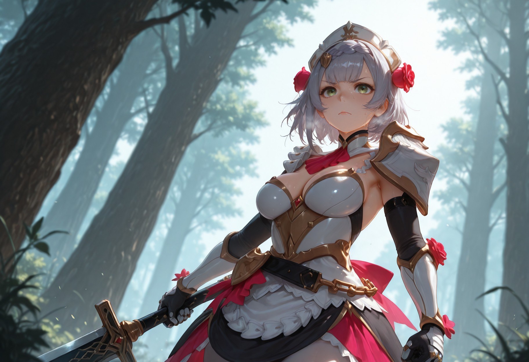AI สร้างขึ้น Anime Girl - 原神 โนเอล、ยูลา รวมชุด: ชุดพยาบาล ถุงน่องขาว 257P