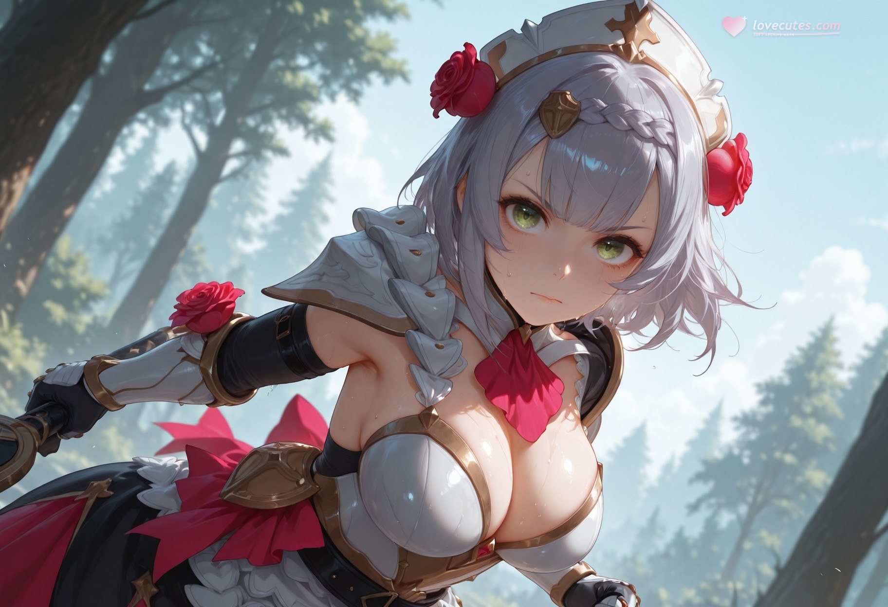 AI สร้างขึ้น Anime Girl - 原神 โนเอล、ยูลา รวมชุด: ชุดพยาบาล ถุงน่องขาว 257P