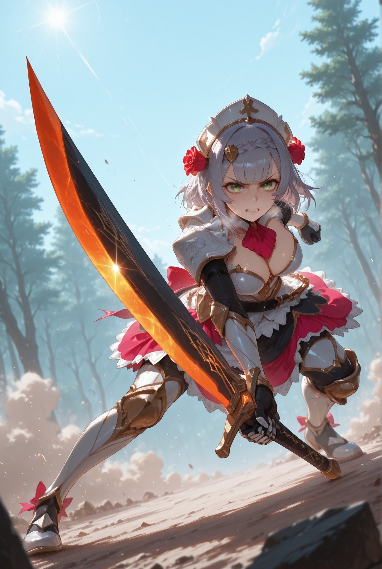 AI Generated Anime Girl - Genshin Impact Noelle, Eula Collection: Nurse Outfit White Stockings 257P