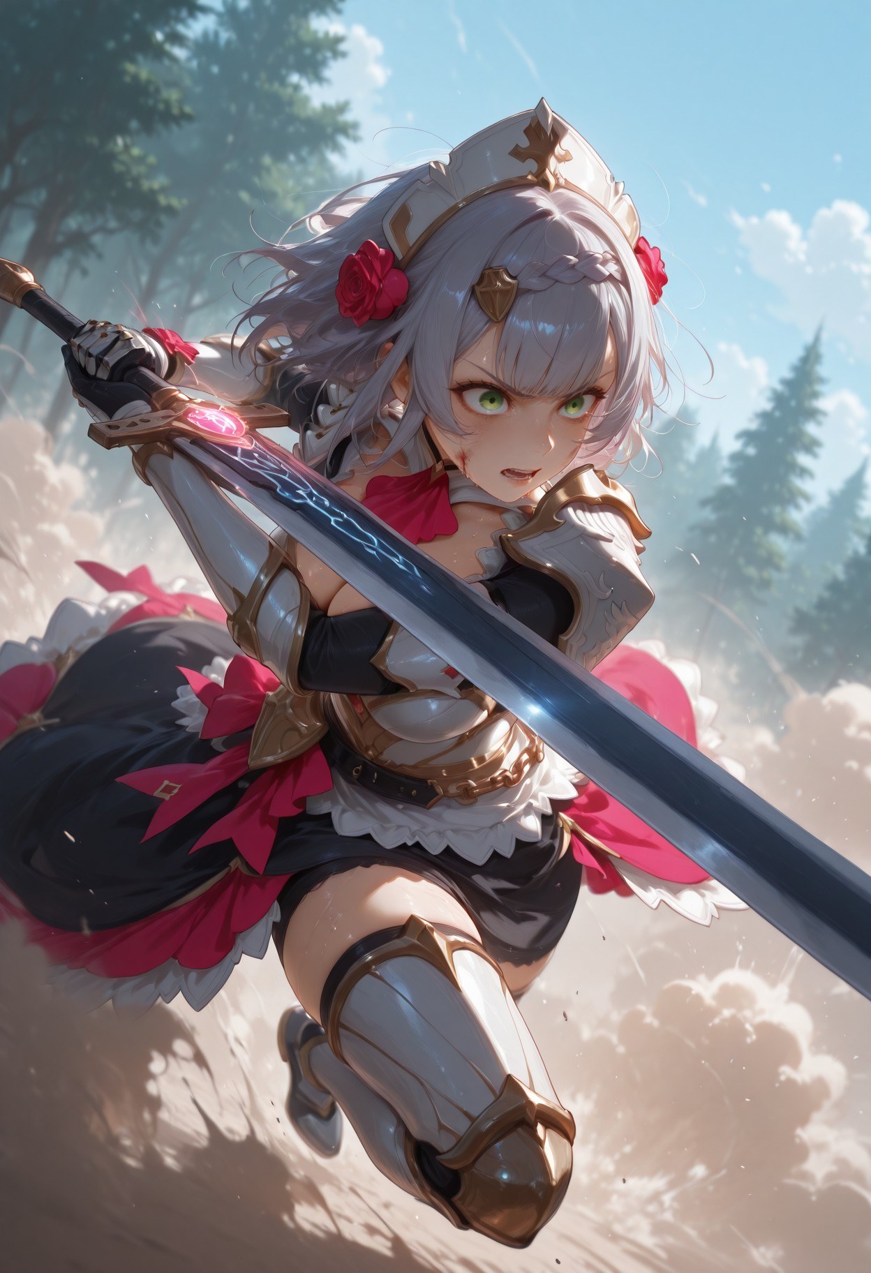 AI Generated Anime Girl - Genshin Impact Noelle, Eula Collection: Nurse Outfit White Stockings 257P