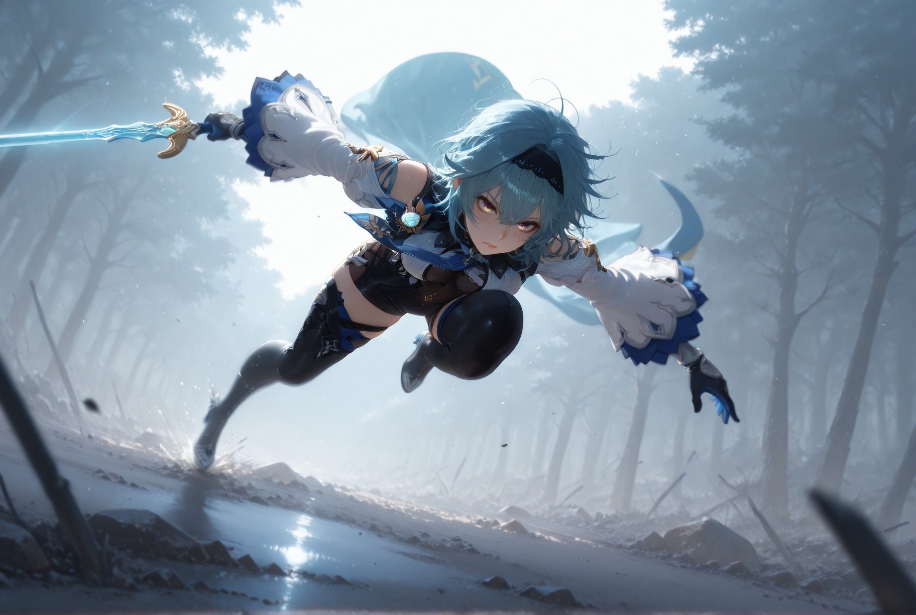 AI Generated Anime Girl - Genshin Impact Noelle, Eula Collection: Nurse Outfit White Stockings 257P