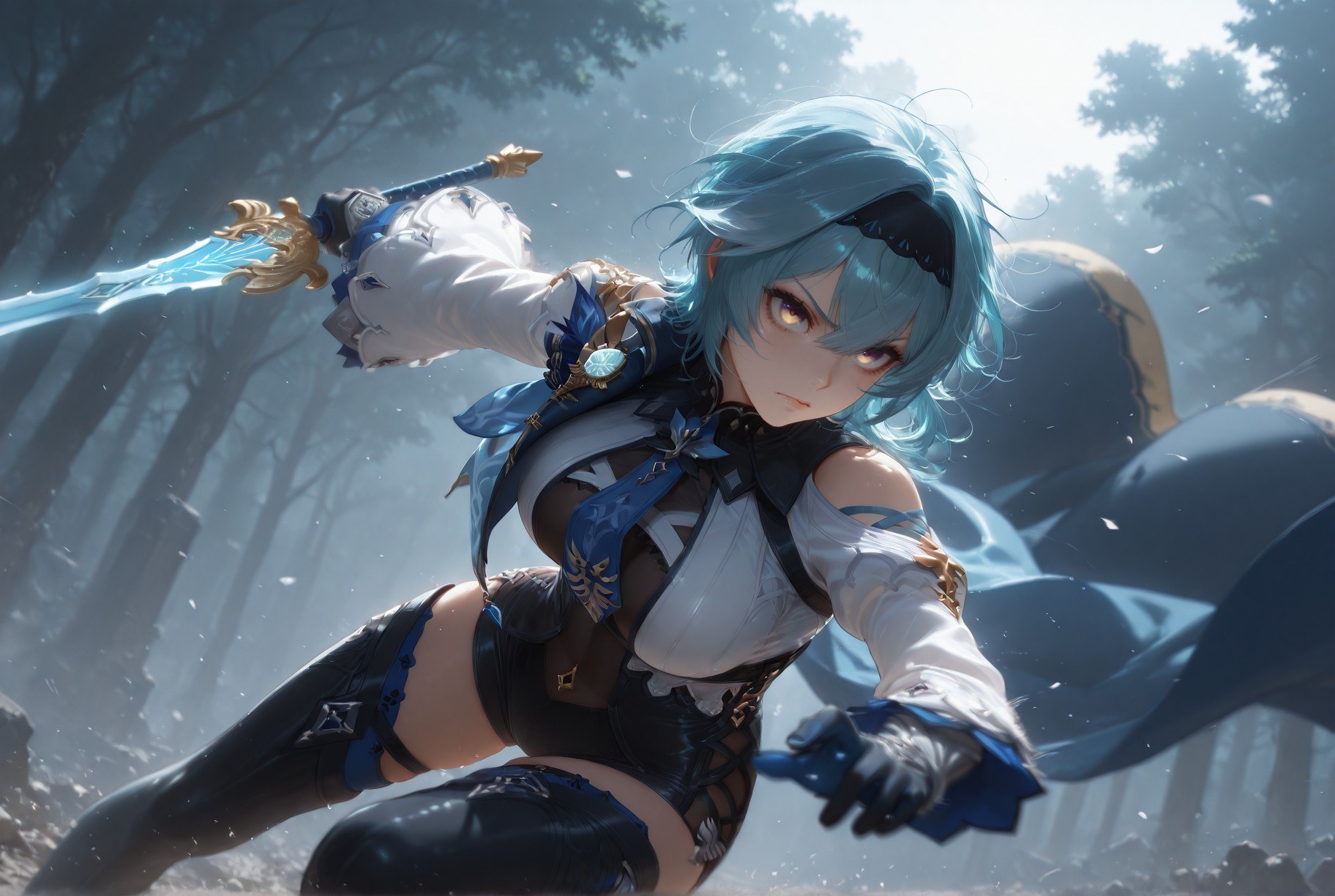AI Generated Anime Girl - Genshin Impact Noelle, Eula Collection: Nurse Outfit White Stockings 257P