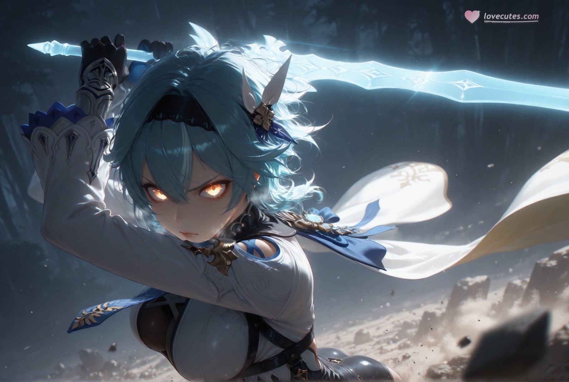 AI Generated Anime Girl - Genshin Impact Noelle, Eula Collection: Nurse Outfit White Stockings 257P