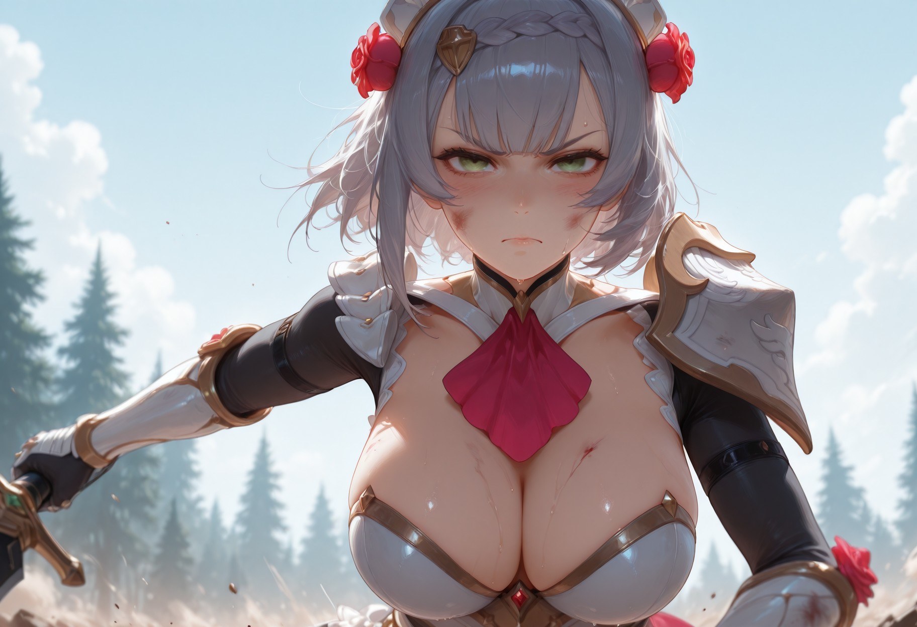 AI Generated Anime Girl - 原神 诺艾尔、优菈合集：护士装白丝 257P