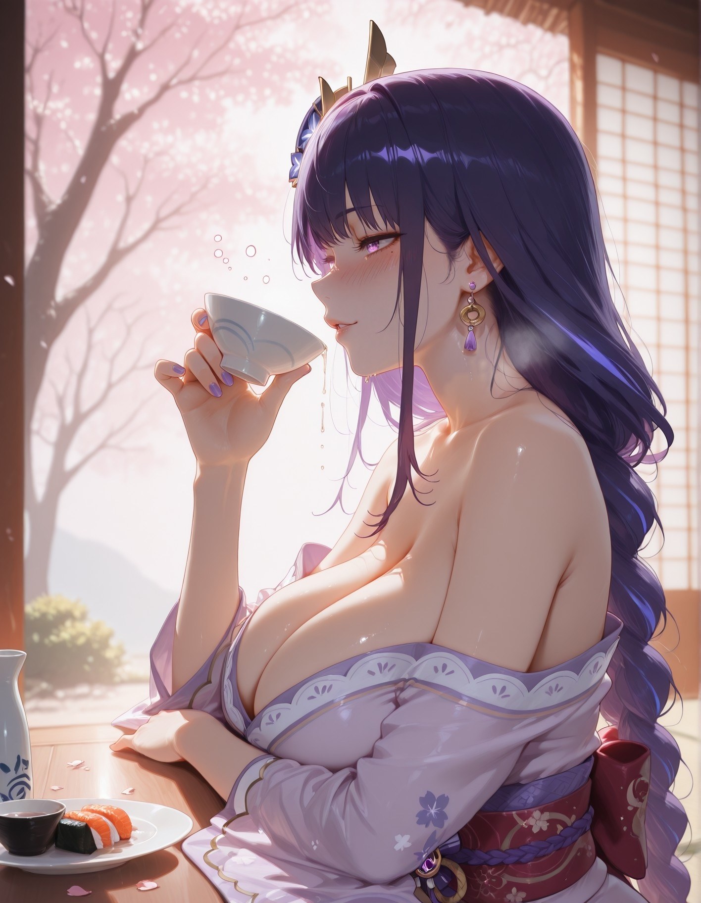 AI Generated Anime Girl - 原神 雷电将军 NTR Vol.2：ชุดชั้นในลูกไม้ ชุดรัดรูป 95P