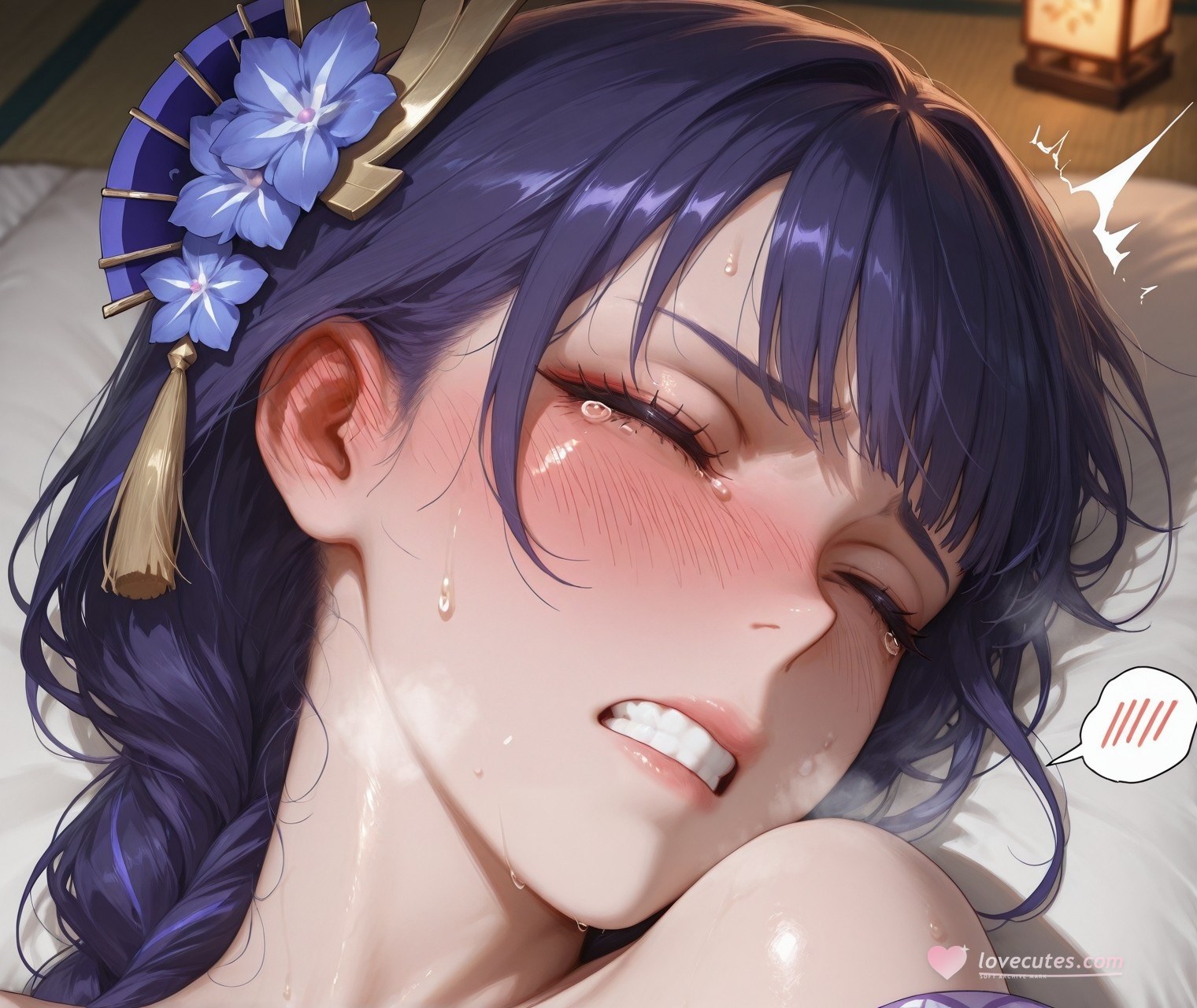 AI Generated Anime Girl - 原神 雷电将军 NTR Vol.2：蕾丝内衣紧身衣 95P