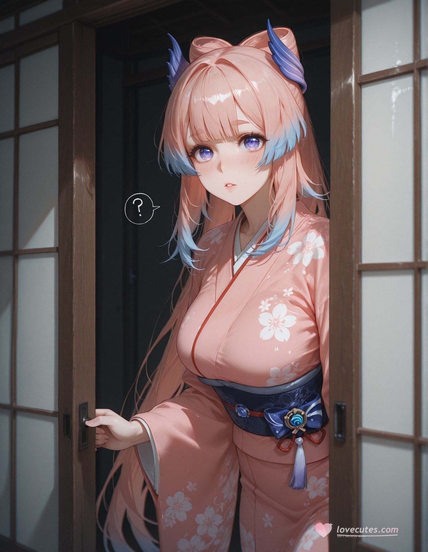 AI Generated Anime Girl - 原神 雷电将军 NTR Vol.2：蕾丝内衣紧身衣 95P