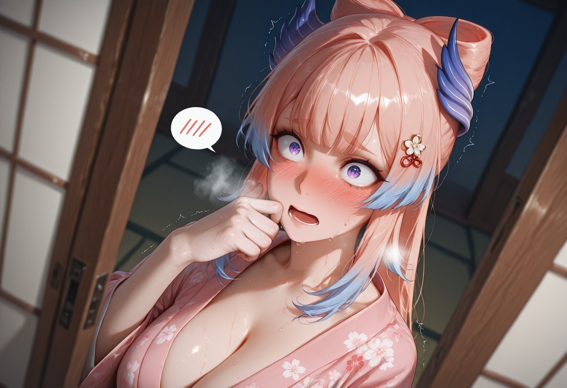 AI Generated Anime Girl - 原神 雷电将军 NTR Vol.2：蕾丝内衣紧身衣 95P