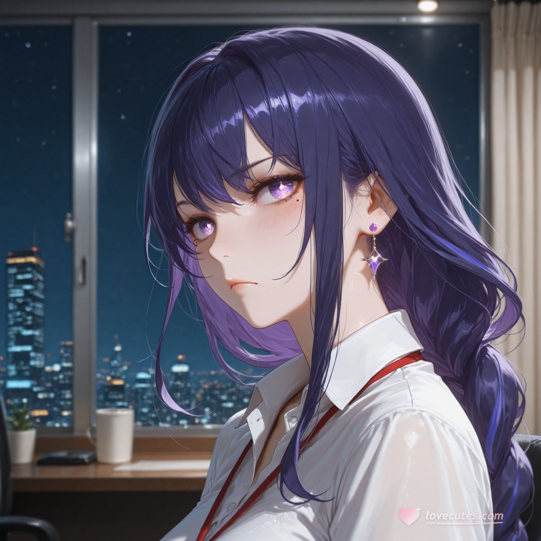 AI Generated Anime Girl - 原神 雷电将军 Preview：OL ชุดกระโปรงดำ ถุงน่องดำ 112P