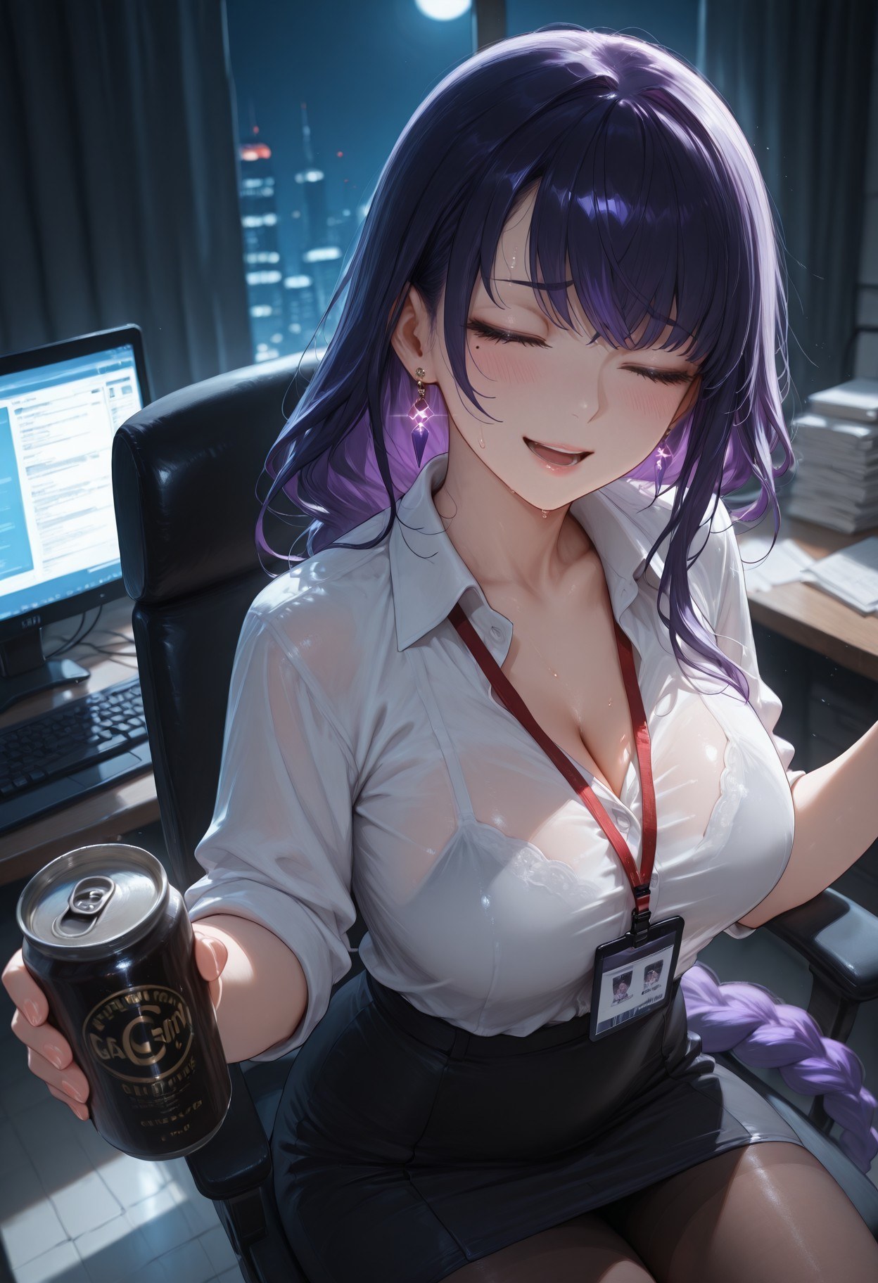 AI Generated Anime Girl - 原神 雷电将军 Preview：OL套裙黑丝 112P
