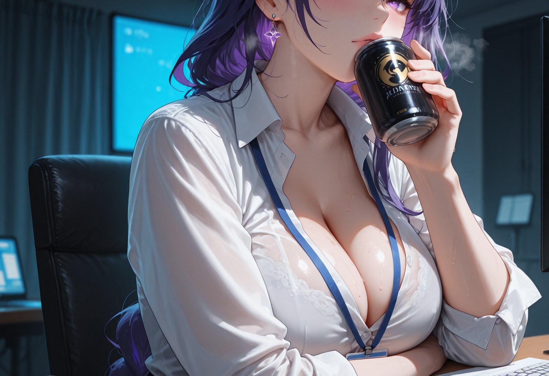 AI Generated Anime Girl - 原神 雷电将军 Preview：OL套裙黑丝 112P