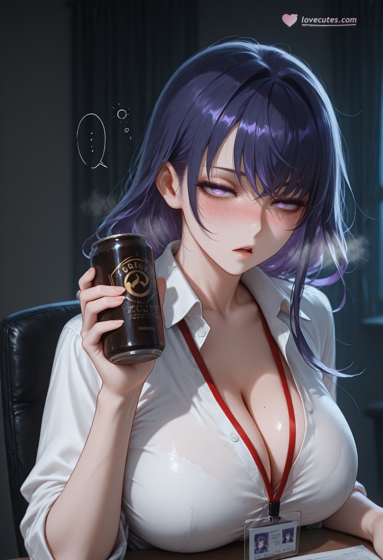 AI Generated Anime Girl - 原神 雷电将军 Preview：OL套裙黑丝 112P