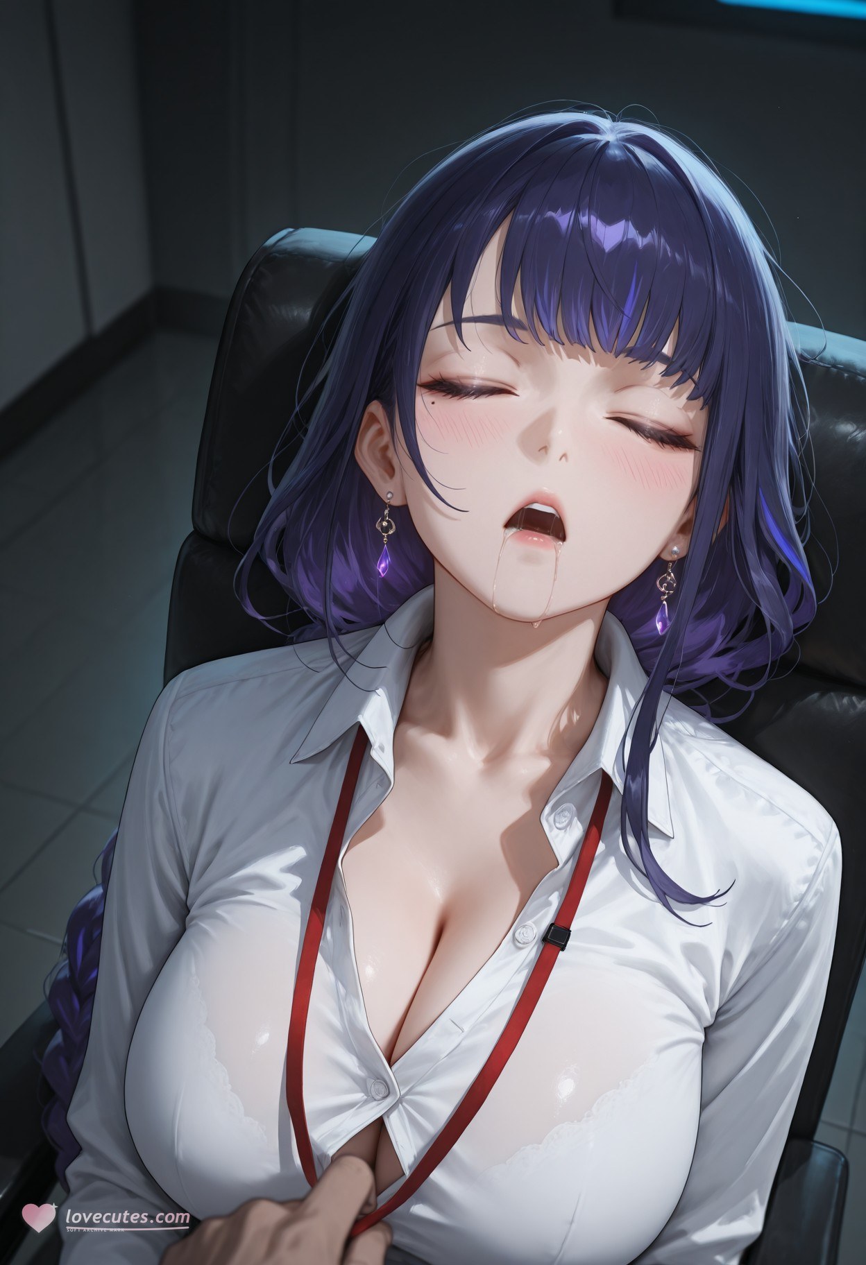AI Generated Anime Girl - 原神 雷电将军 Preview：OL套裙黑丝 112P