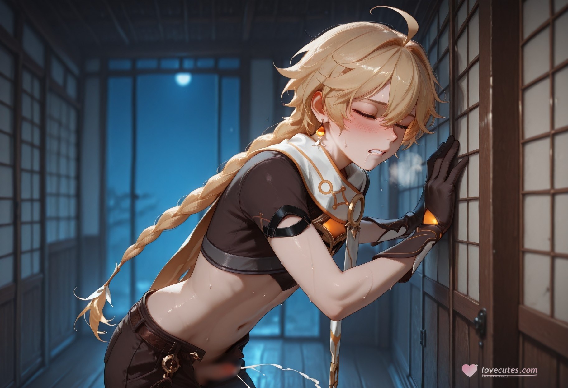 AI Generated Anime Girl - Genshin Impact Raiden Shogun, Sangonomiya Kokomi NTR Vol.3: Bed Shots, Wet Body 75P