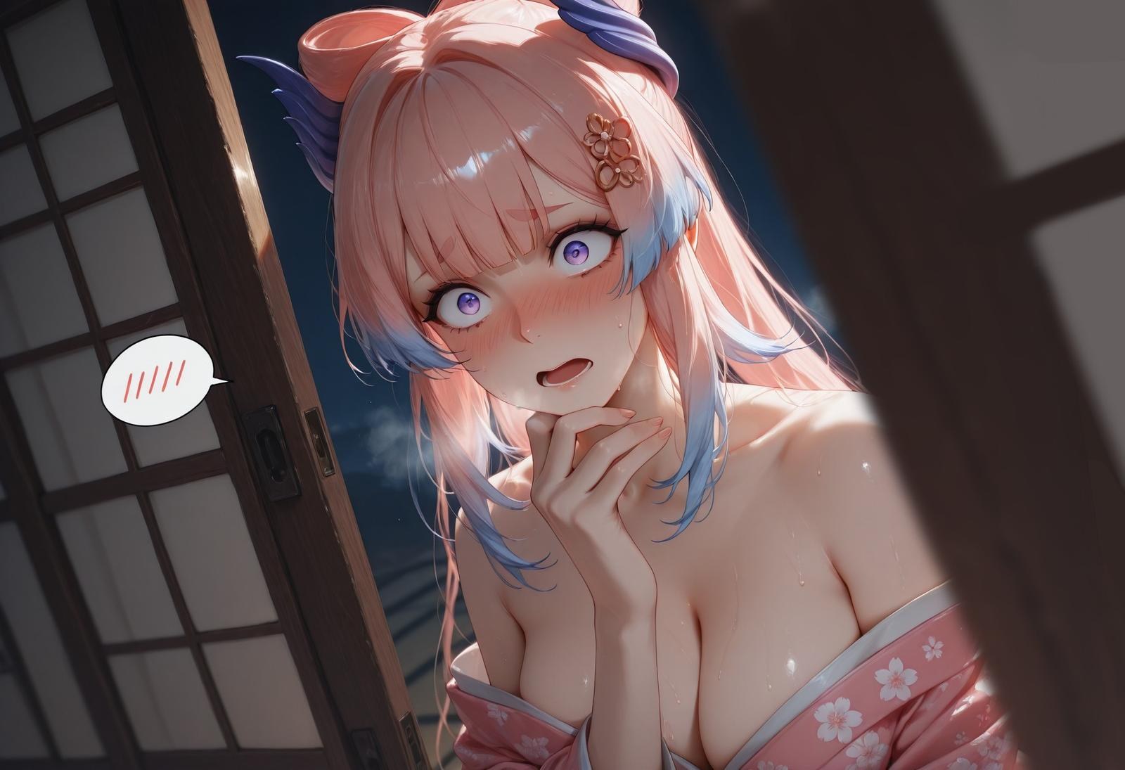 AI Generated Anime Girl - 原神 雷电将军、珊瑚宫心海合集：ชุดรัดรูปผมยาว露穴 143P