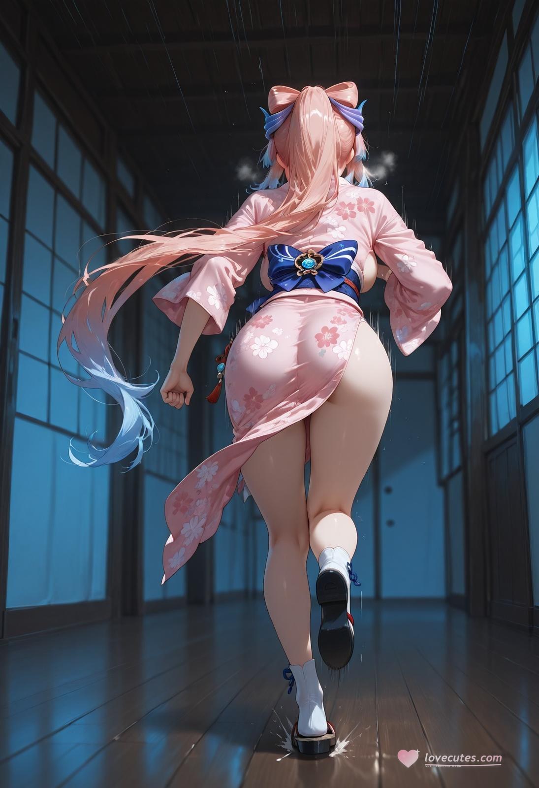 AI Generated Anime Girl - 原神 雷电将军、珊瑚宫心海合集：紧身衣长发露穴 143P