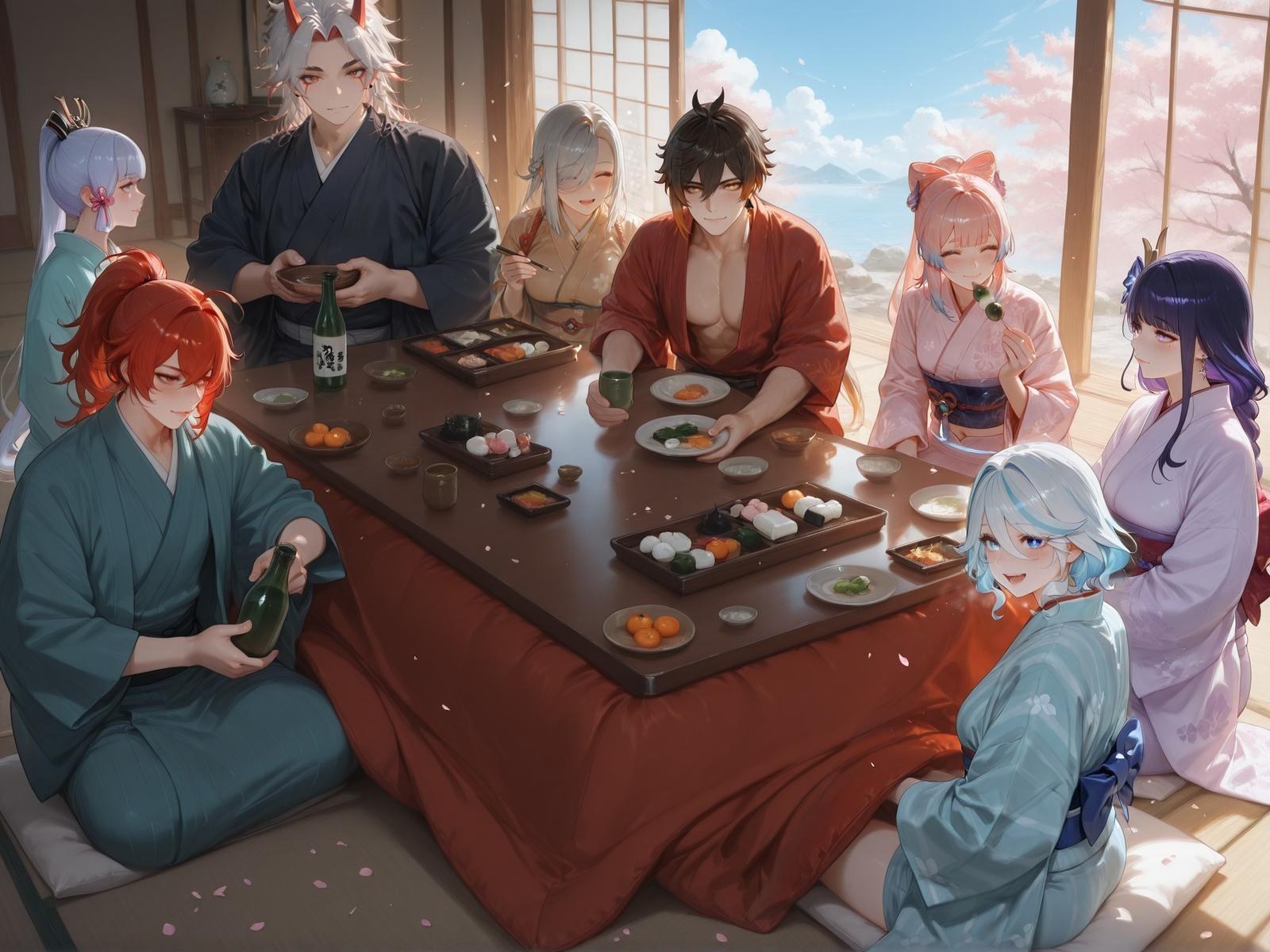AI Generated Anime Girl - 原神 雷电将军：ชุดชั้นในลูกไม้ ถ่ายบนเตียง โชว์จุดซ่อนเร้น 213P