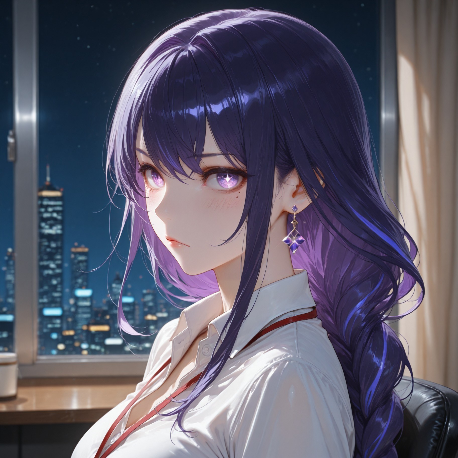 AI Generated Anime Girl - 原神 雷电将军：OL ชุดกระโปรง ถุงน่องดำ 382P