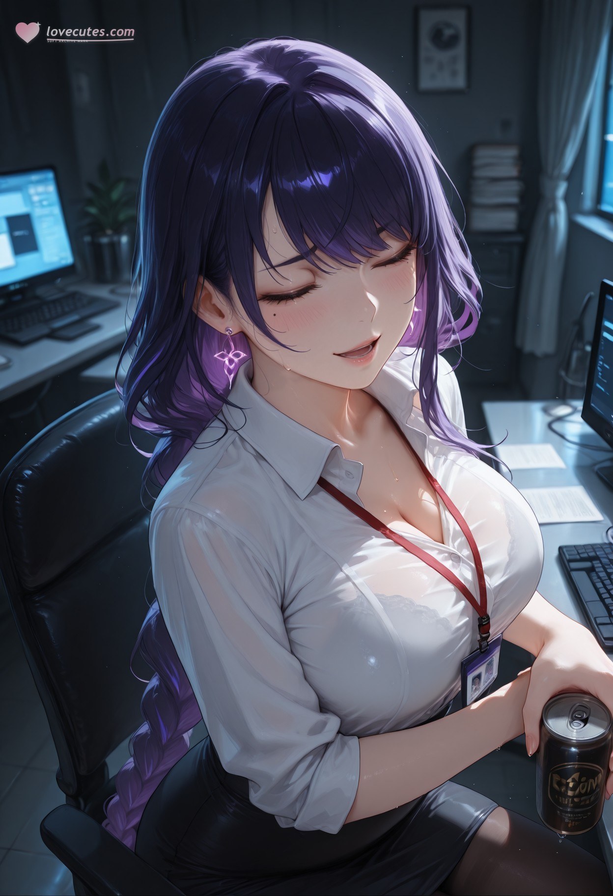 AI Generated Anime Girl - 原神 雷电将军：OL套裙黑丝 382P