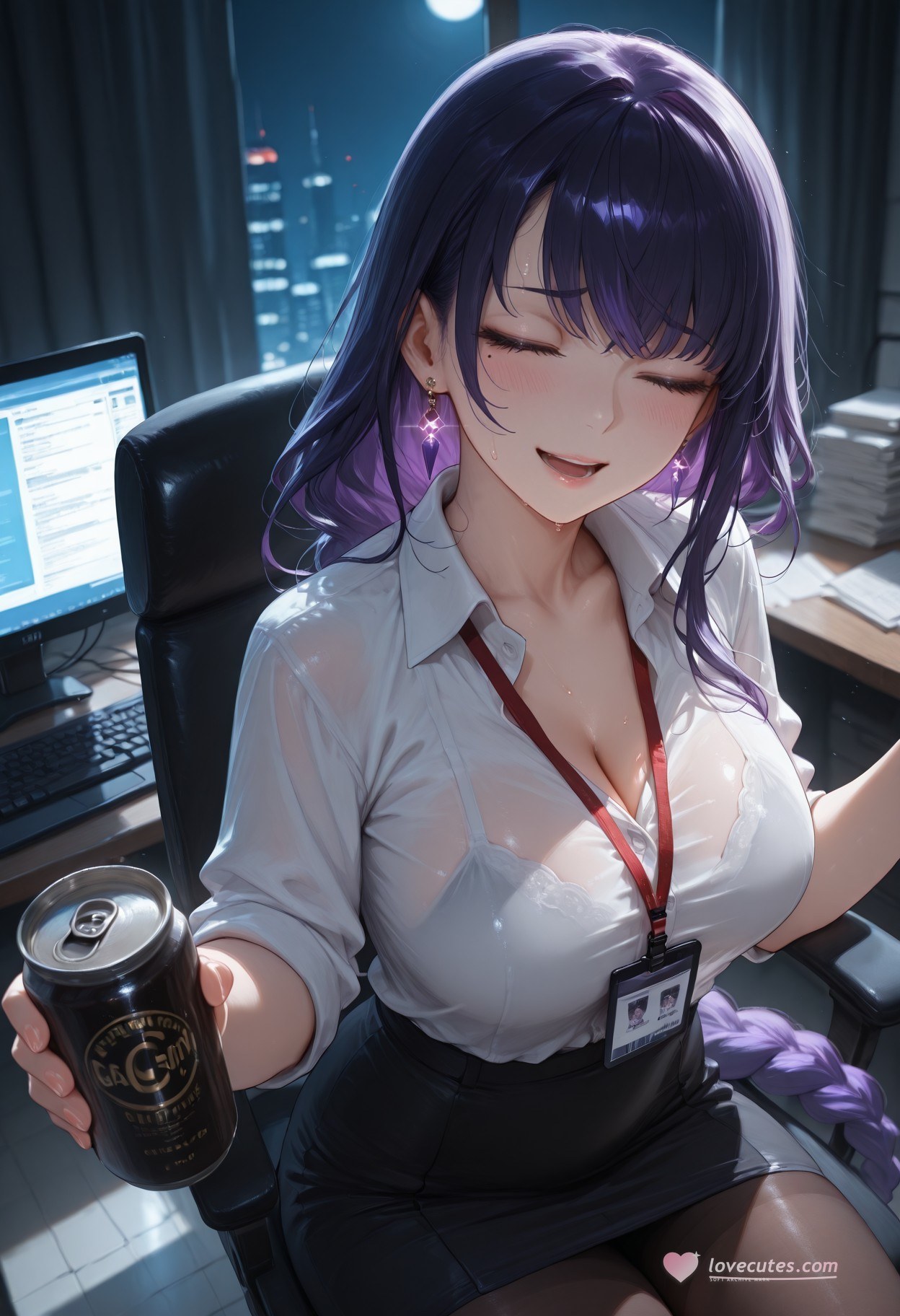 AI Generated Anime Girl - 原神 雷电将军：OL套裙黑丝 382P