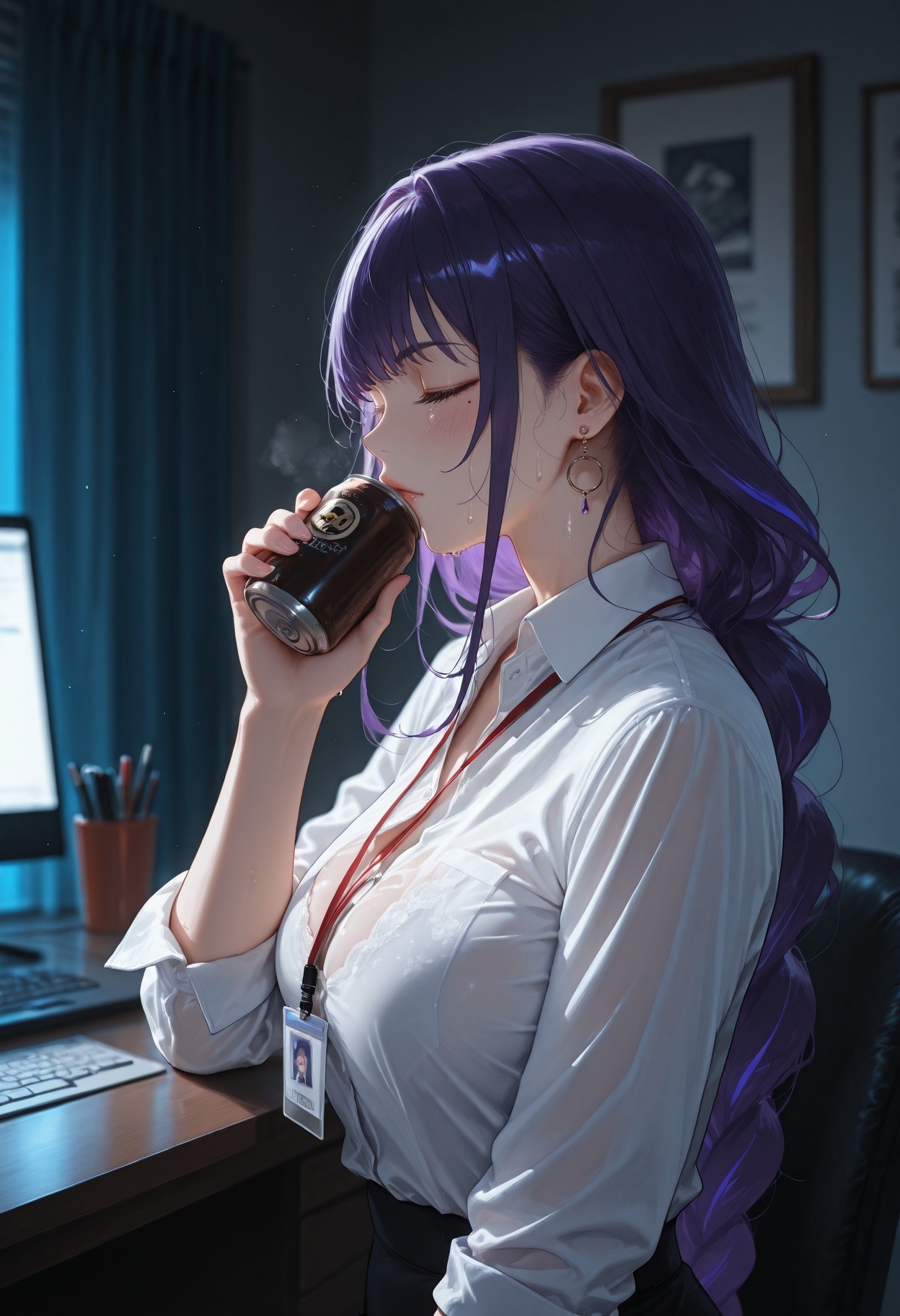 AI Generated Anime Girl - 原神 雷电将军：OL套裙黑丝 382P