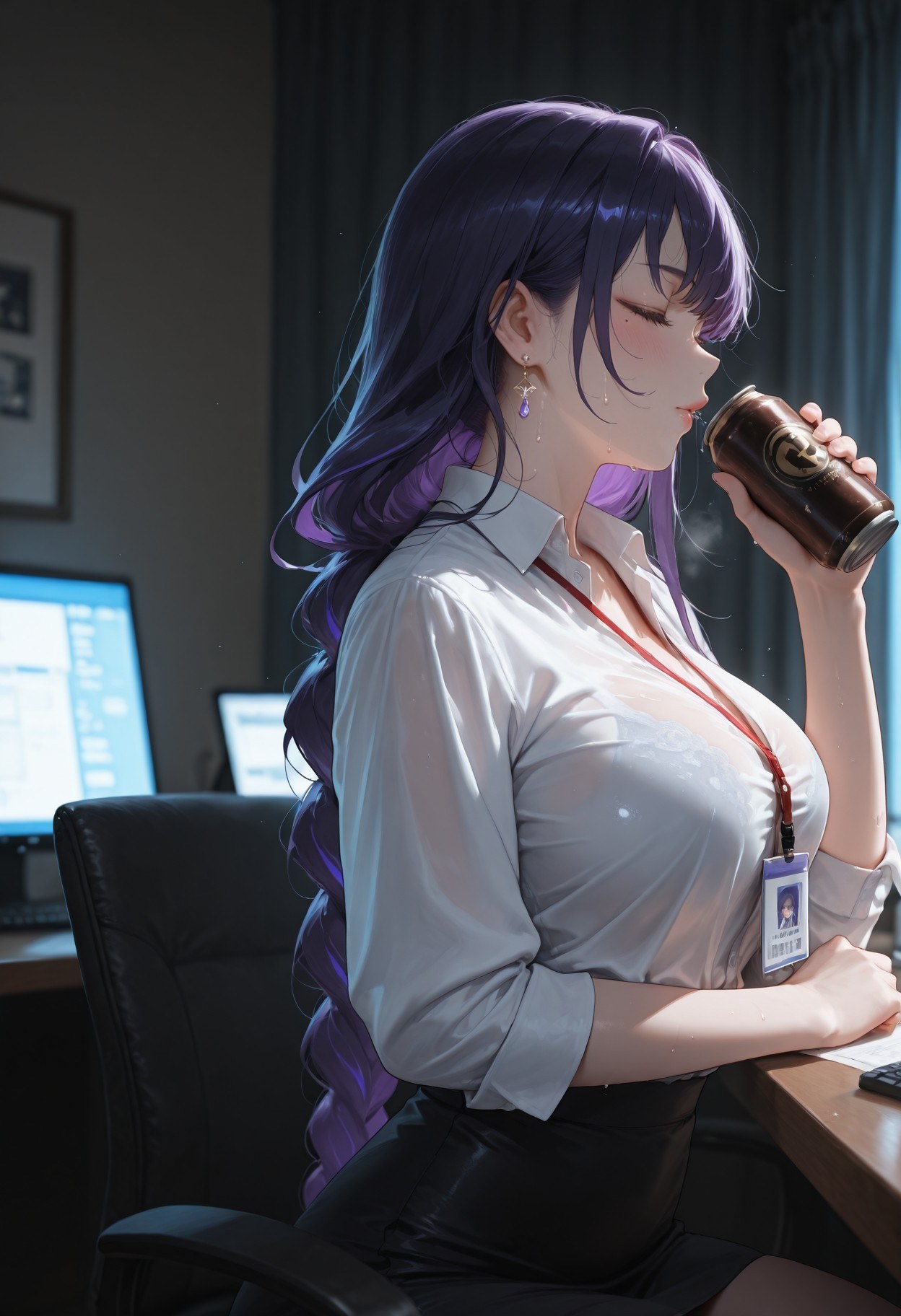 AI Generated Anime Girl - 原神 雷电将军：OL套裙黑丝 382P