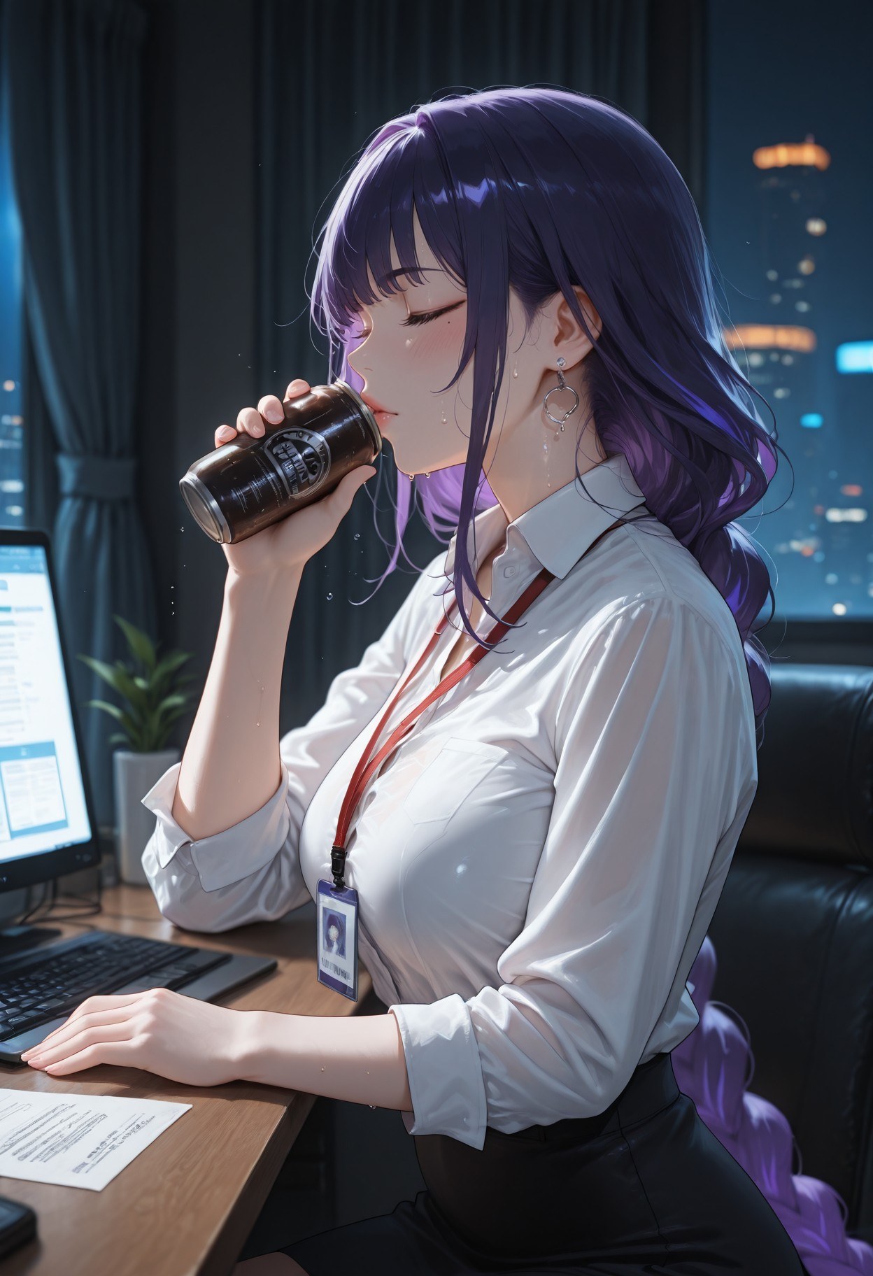 AI Generated Anime Girl - 原神 雷电将军：OL套裙黑丝 382P