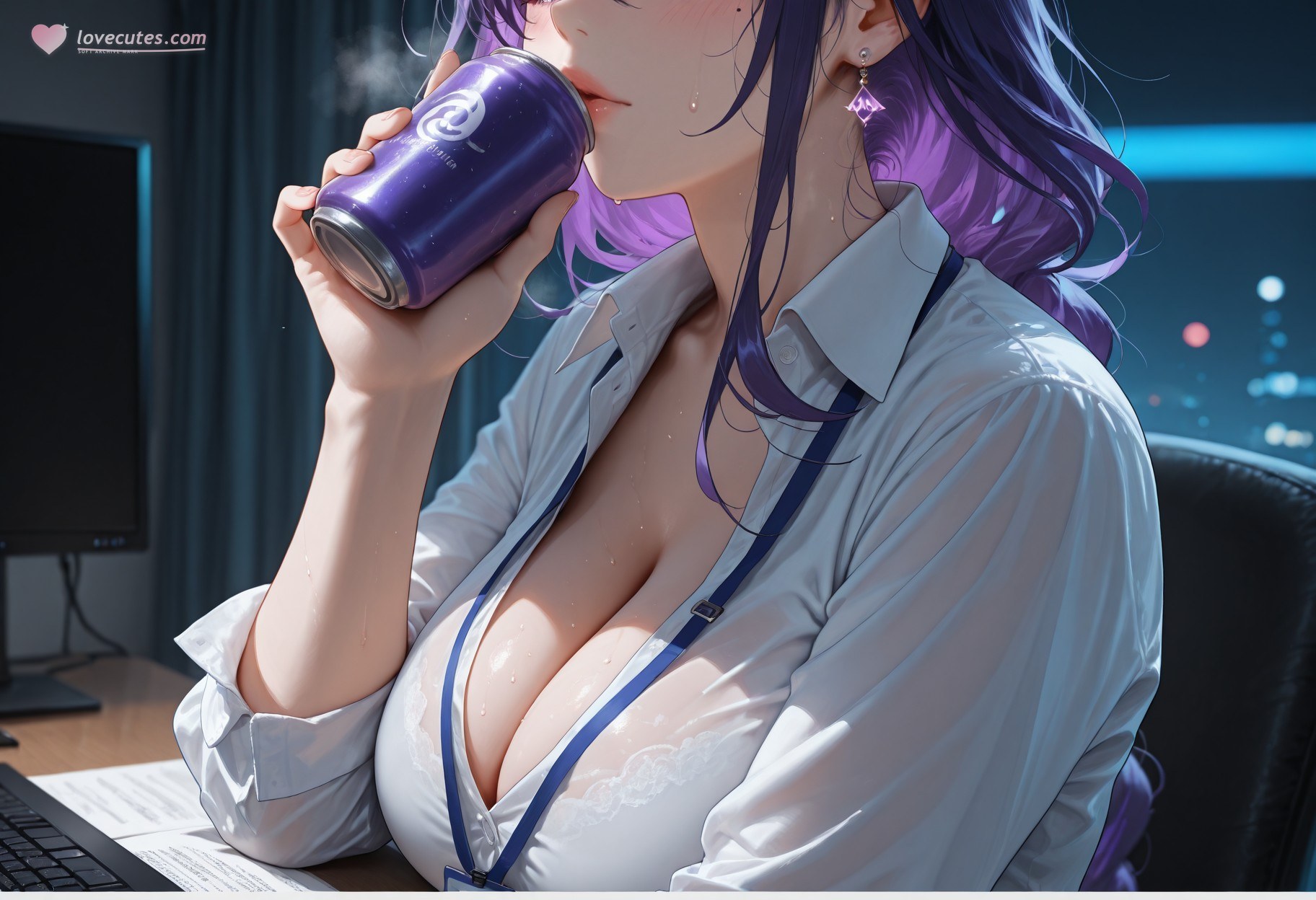 AI Generated Anime Girl - 原神 雷电将军：OL套裙黑丝 382P