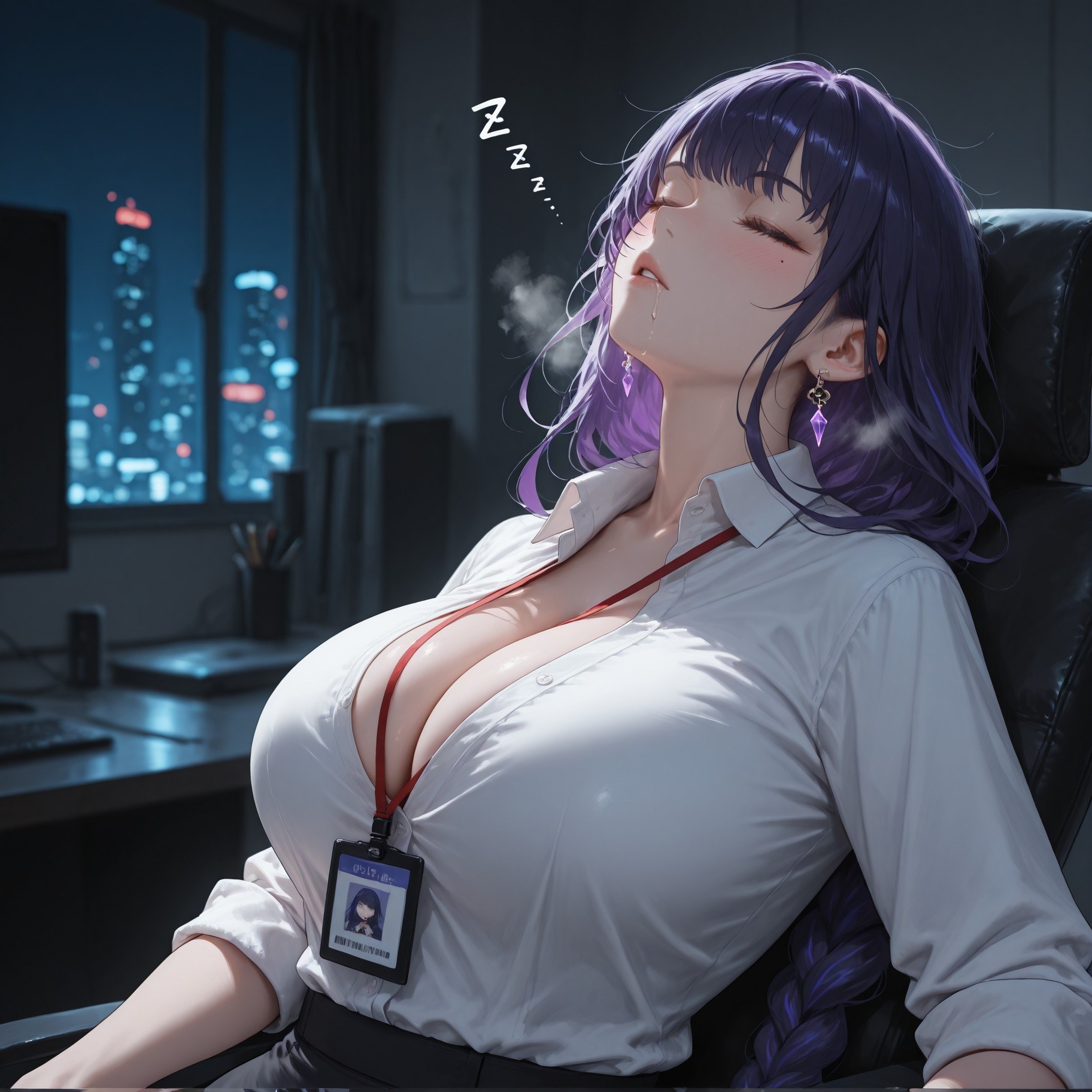 AI 生成動漫女孩 - 原神 雷電將軍：OL套裙黑絲 382P