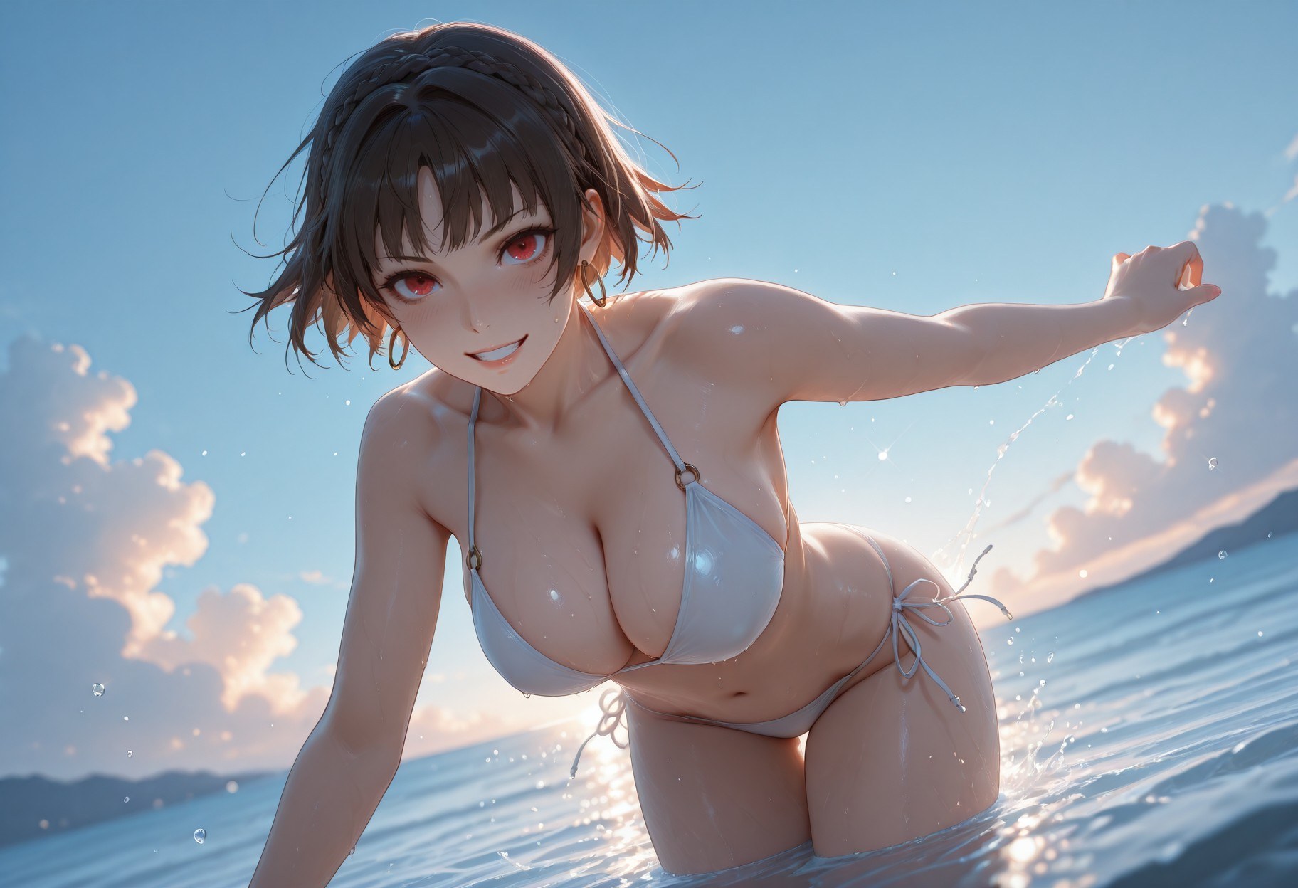 AI Generated Anime Girl - 女神异闻录5 新岛真：泳装湿身露穴 290P