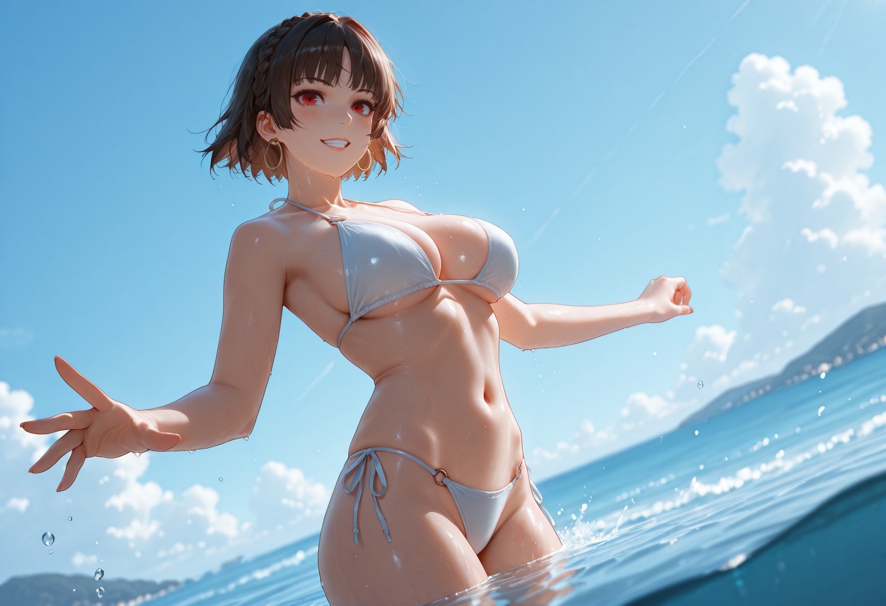 AI Generated Anime Girl - 女神异闻录5 新岛真：泳装湿身露穴 290P
