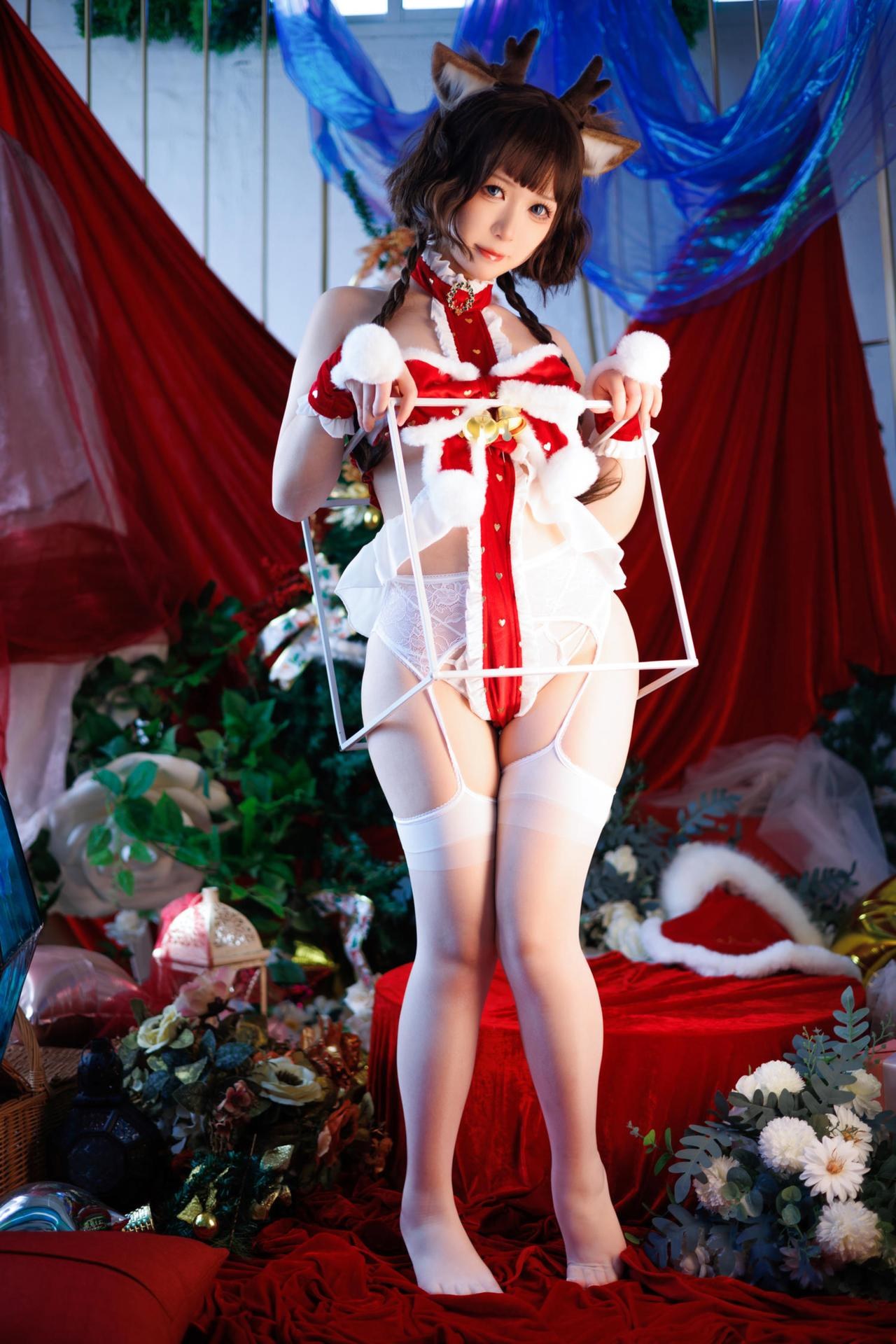 [Photo] Yingluo-chan w - Christmas Reindeer: Reindeer Antler Christmas Outfit Leg Photos 28P