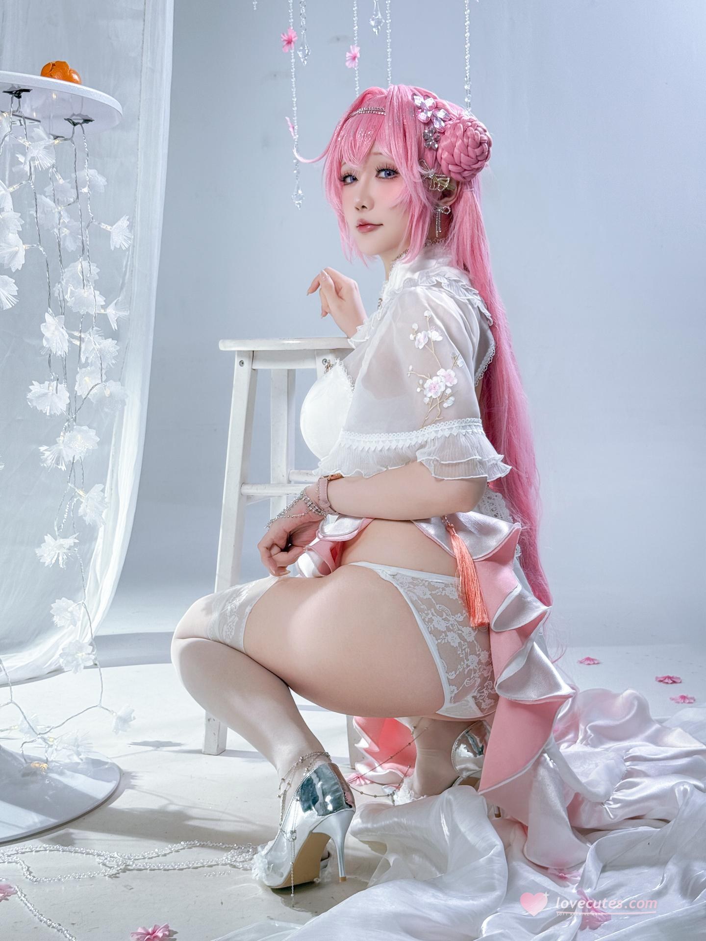 [cosplay] 星之迟迟Hoshilily - 胜利女神：妮姬 桃乐丝：白发礼装白丝美腿还原 44P