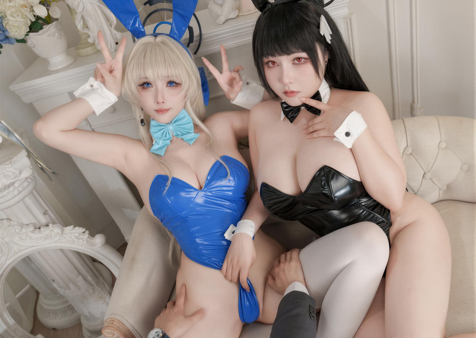 [cosplay] rioko凉凉子 KANEKO_咔喵 - 飛鳥馬時+調月莉音：二人キャラクター 黒ストッキング美脚 110P