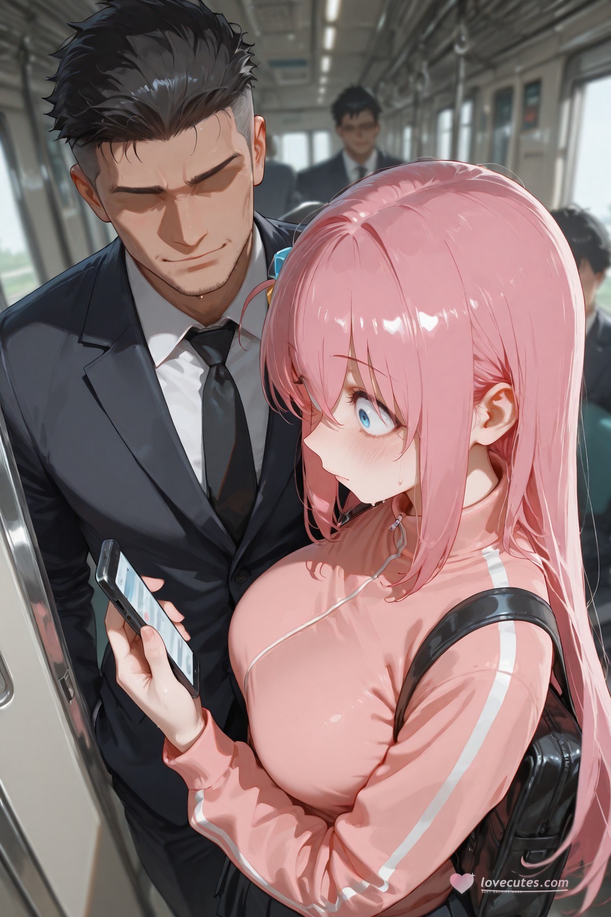 AI生成アニメ少女 - 孤独摇滚 後藤ひとり：レース下着 ベッド撮影 露点 574P
